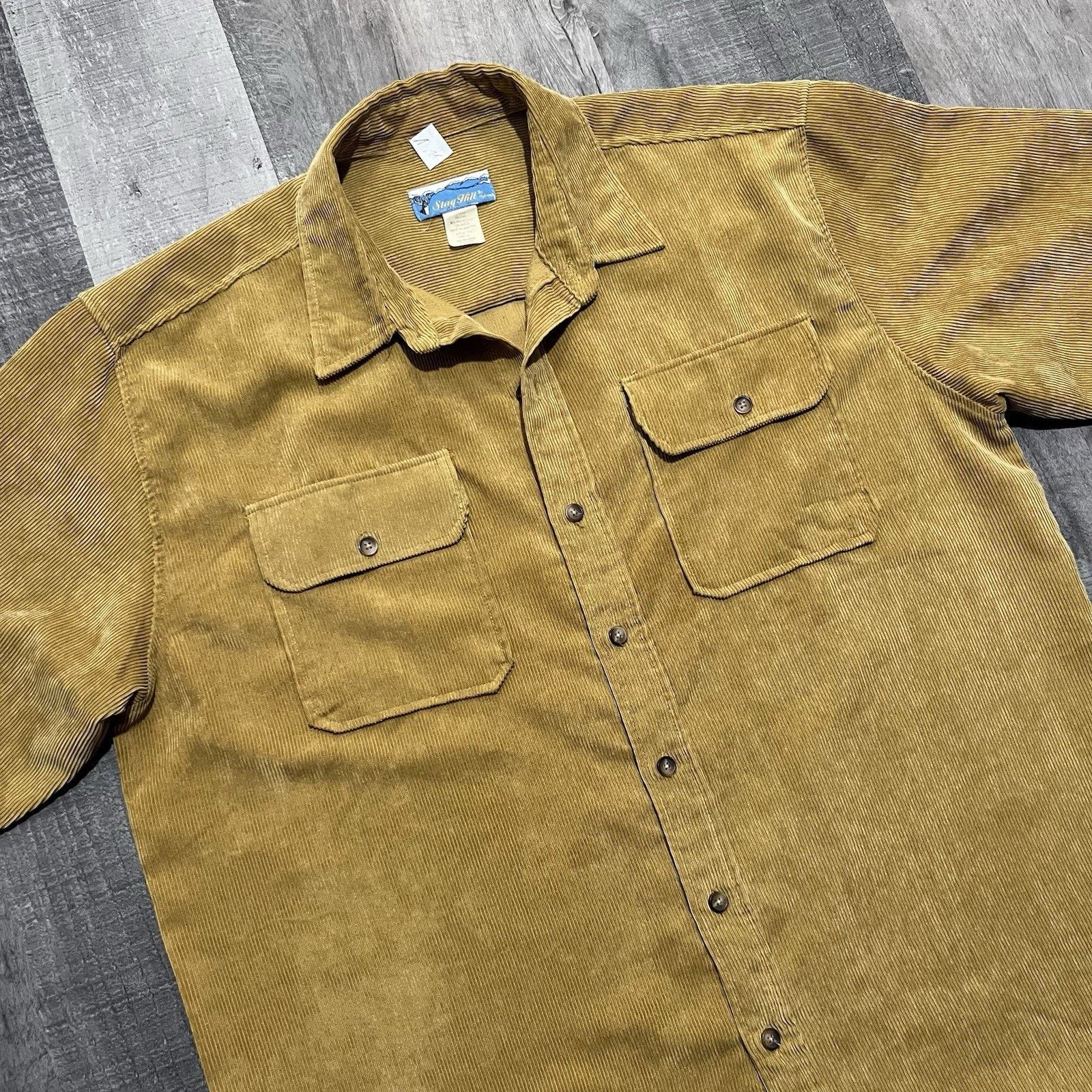 Haband VTG Stag Hill Corduroy Button Shirt Golden Yellow Cord Sz L Size US L / EU 52-54 / 3 - 4 Thumbnail