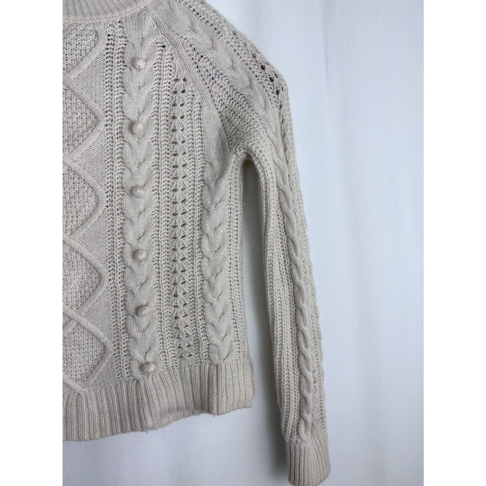 J.Crew J.CREW Sweater XS Beige Cable-Knit Pullover Women Size XS / US 0-2 / IT 36-38 - 5 Thumbnail