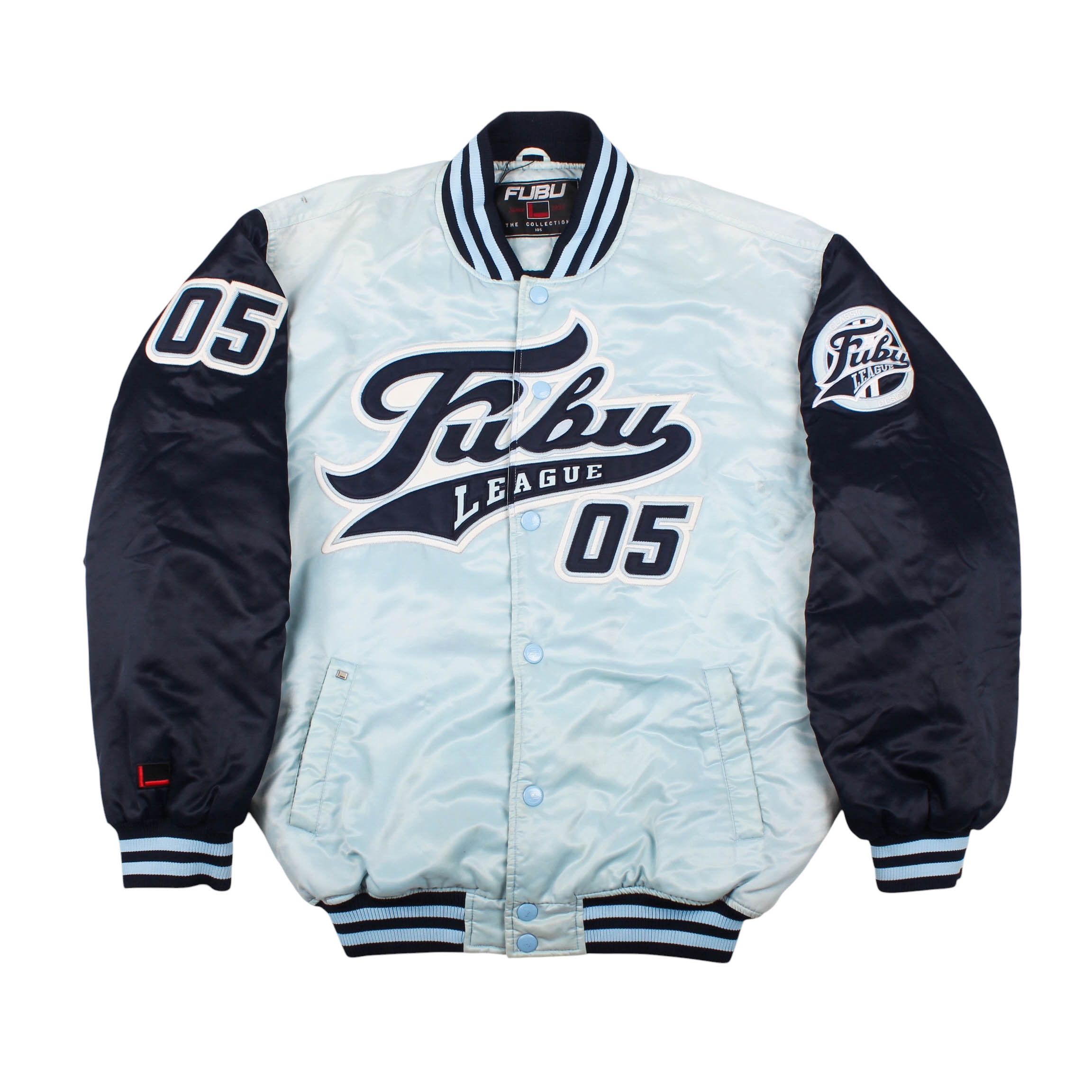 Fubu FUBU Varsity Jacket 90s Y2K Bomber Light Blue 05 League Size US XL / EU 56 / 4 - 1 Thumbnail