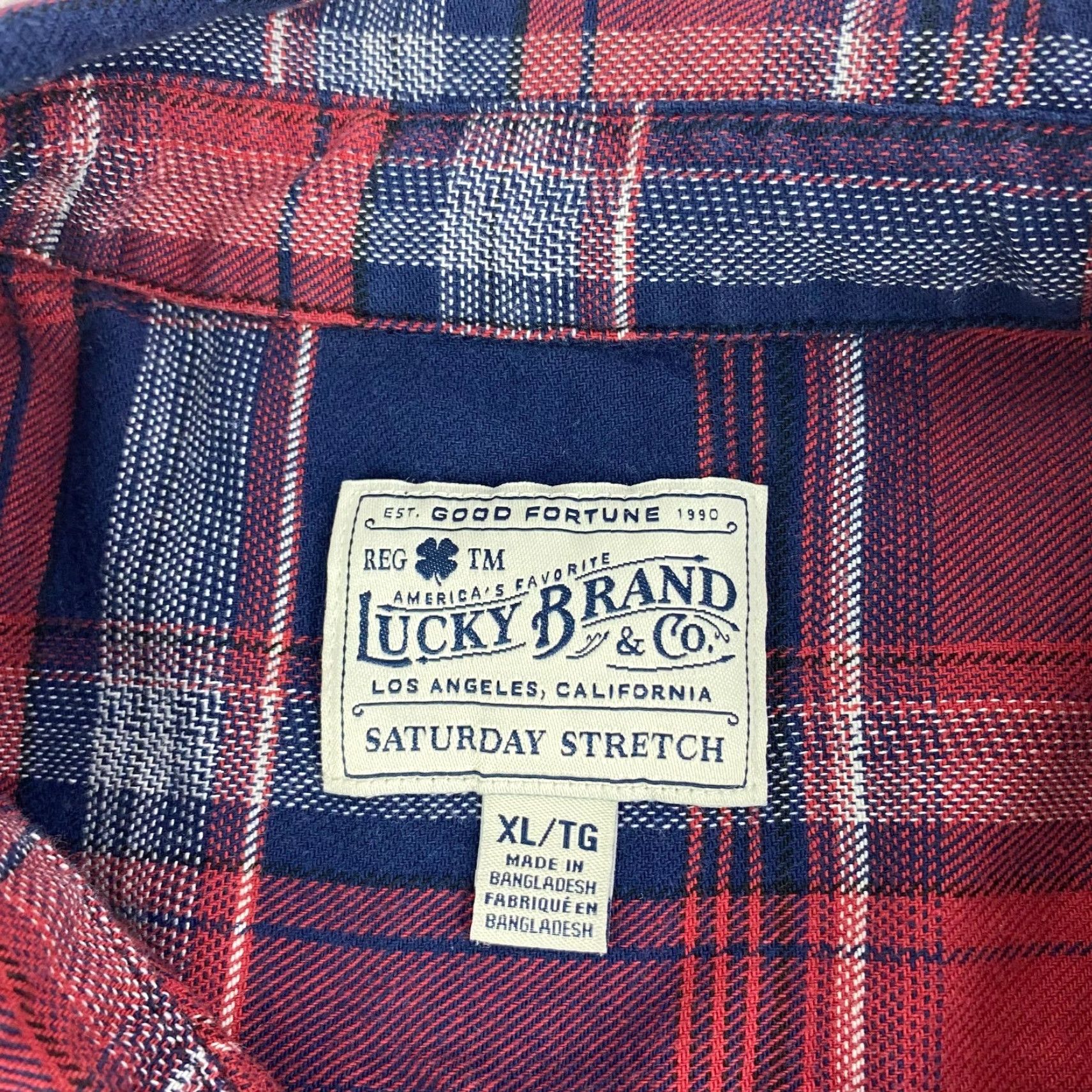 Lucky Brand VINTAGE Lucky Brand Mens Flannel Button Up Shirt XL Saturday Plaid Casual Stretch 44 in Chest Size US XL / EU 56 / 4 - 4 Thumbnail