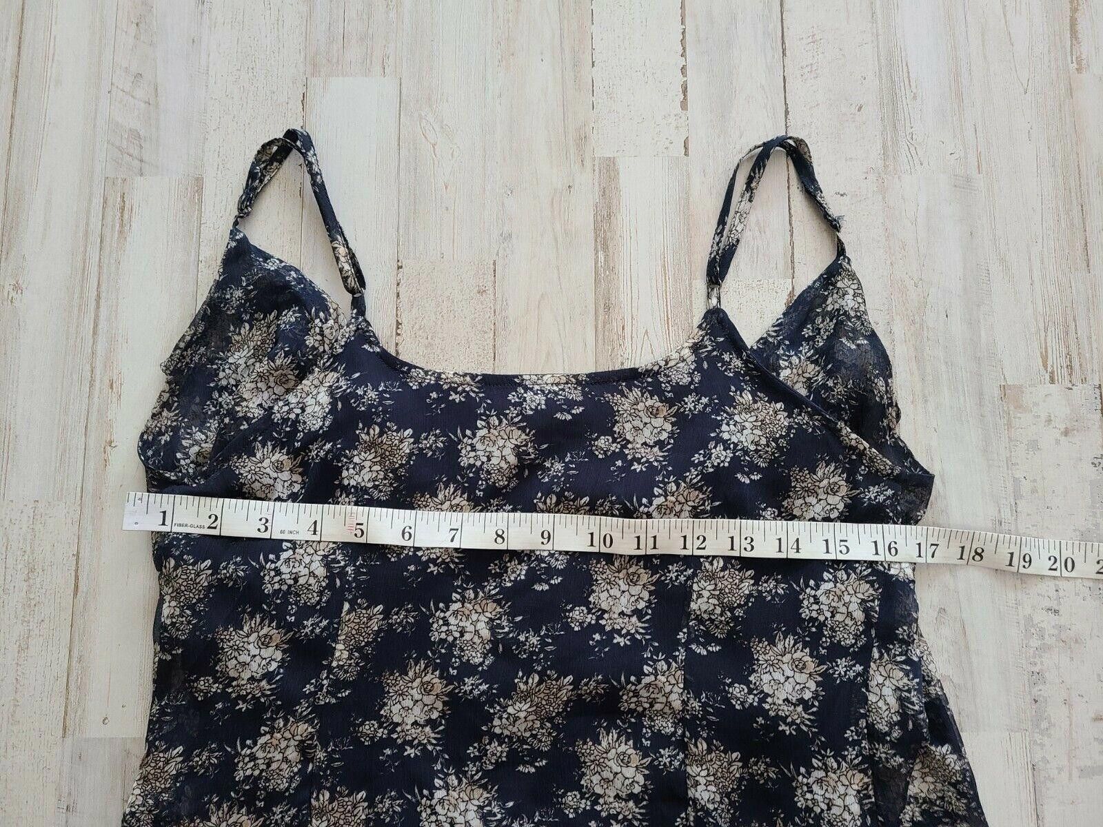 Designer Grade And Gather Top Small Deep V Neck Blue Floral Tank Size S / US 4 / IT 40 - 5 Thumbnail