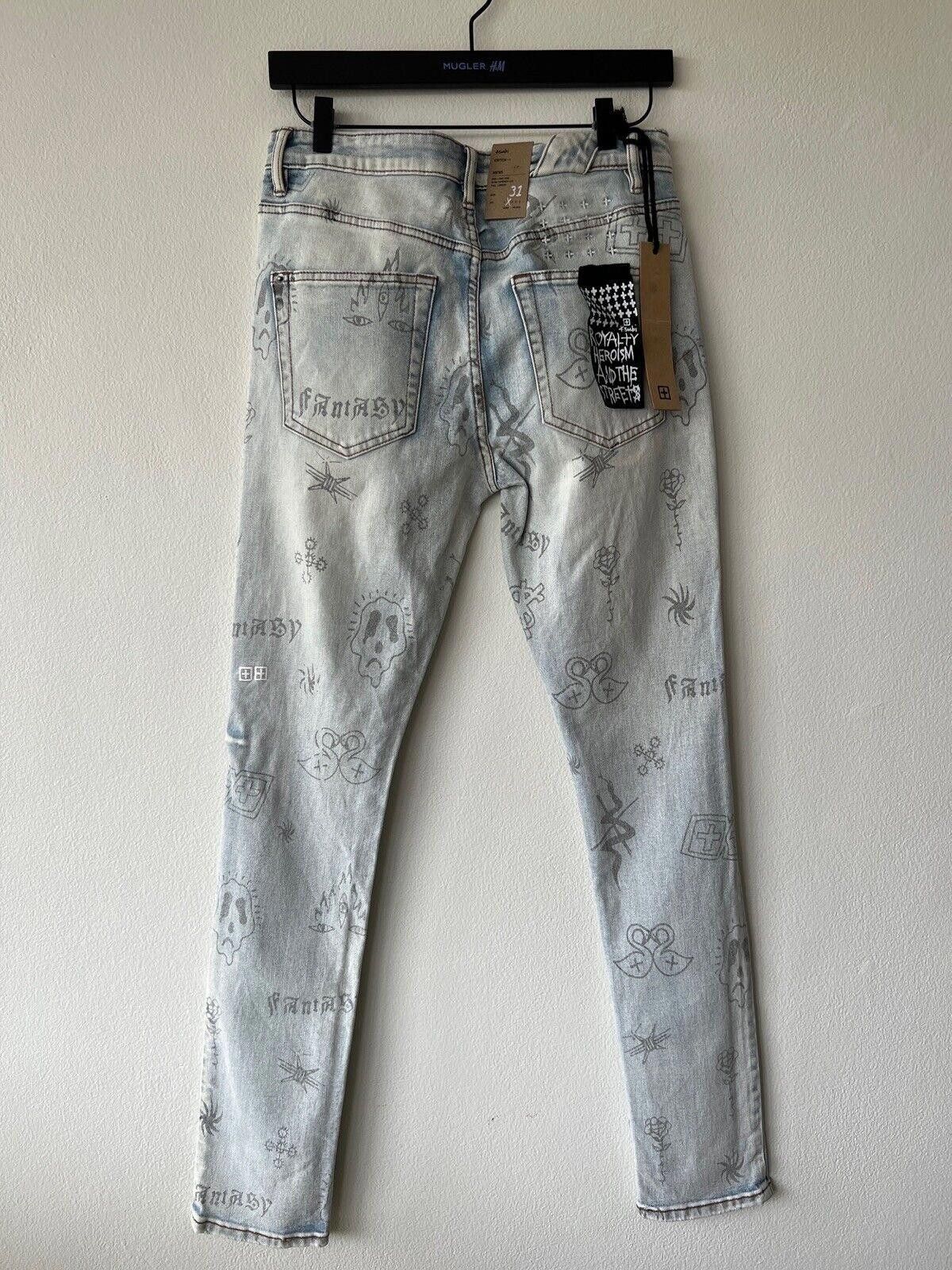 Ksubi new Ksubi mens denim jean chitch 31 blue stik n poke print Size US 31 - 5 Thumbnail