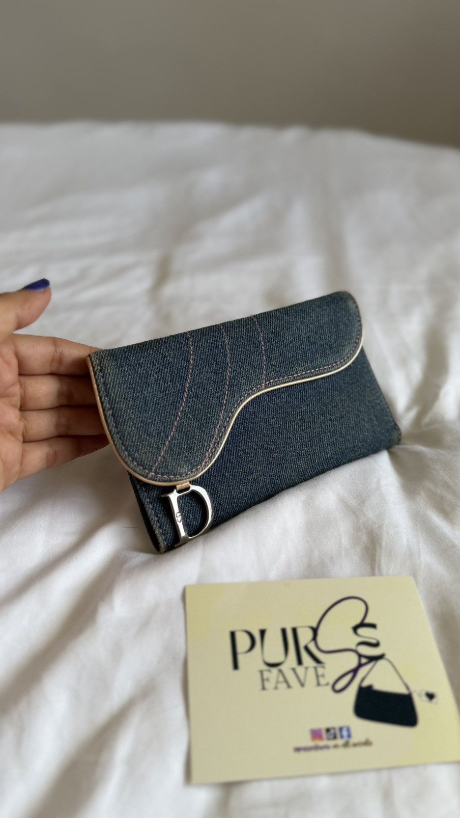Dior Christian Dior Blue Denim Saddle Trifold Wallet Size ONE SIZE - 2 Thumbnail