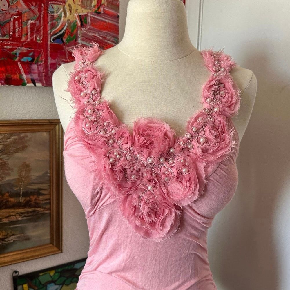 Other entro pink floral design bodycon dress Size S / US 4 / IT 40 - 2 Thumbnail