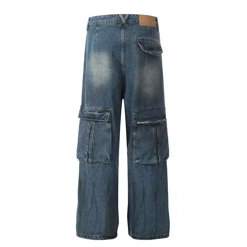 Japanese Brand × Jean Streetwear Tie Dye Pleated Baggy Cargo Jeans Size US 28 / EU 44 - 5 Thumbnail