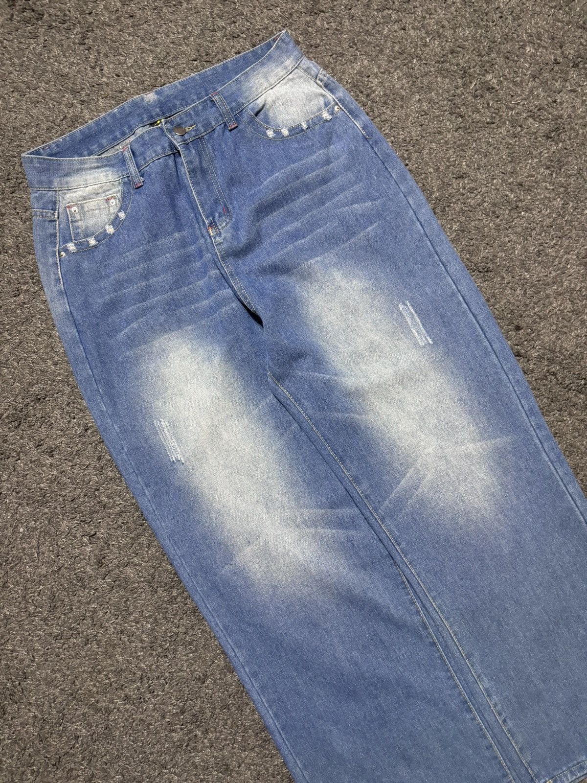 Jean × Vintage Vintage wide leg rare batman embroidered blue baggy jeans Size US 34 / EU 50 - 14 Thumbnail
