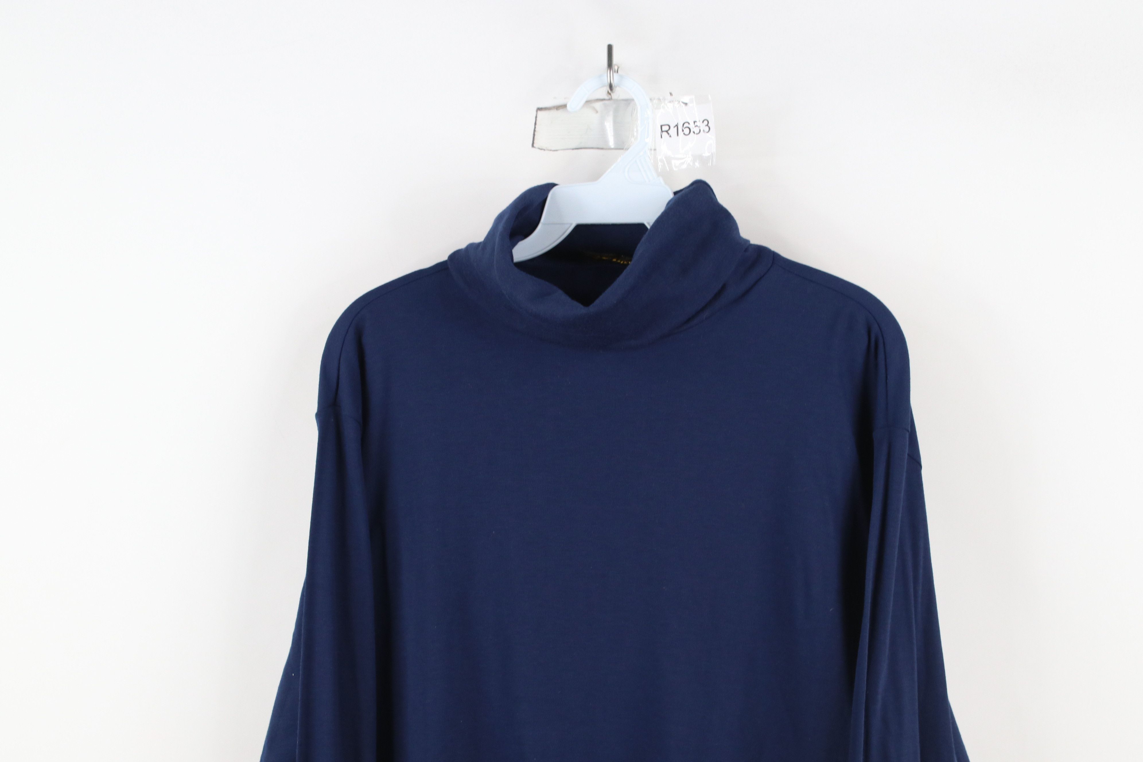 Vintage Vintage 90s Streetwear Long Sleeve Turtleneck T-Shirt Blue Size US XL / EU 56 / 4 - 2 Thumbnail