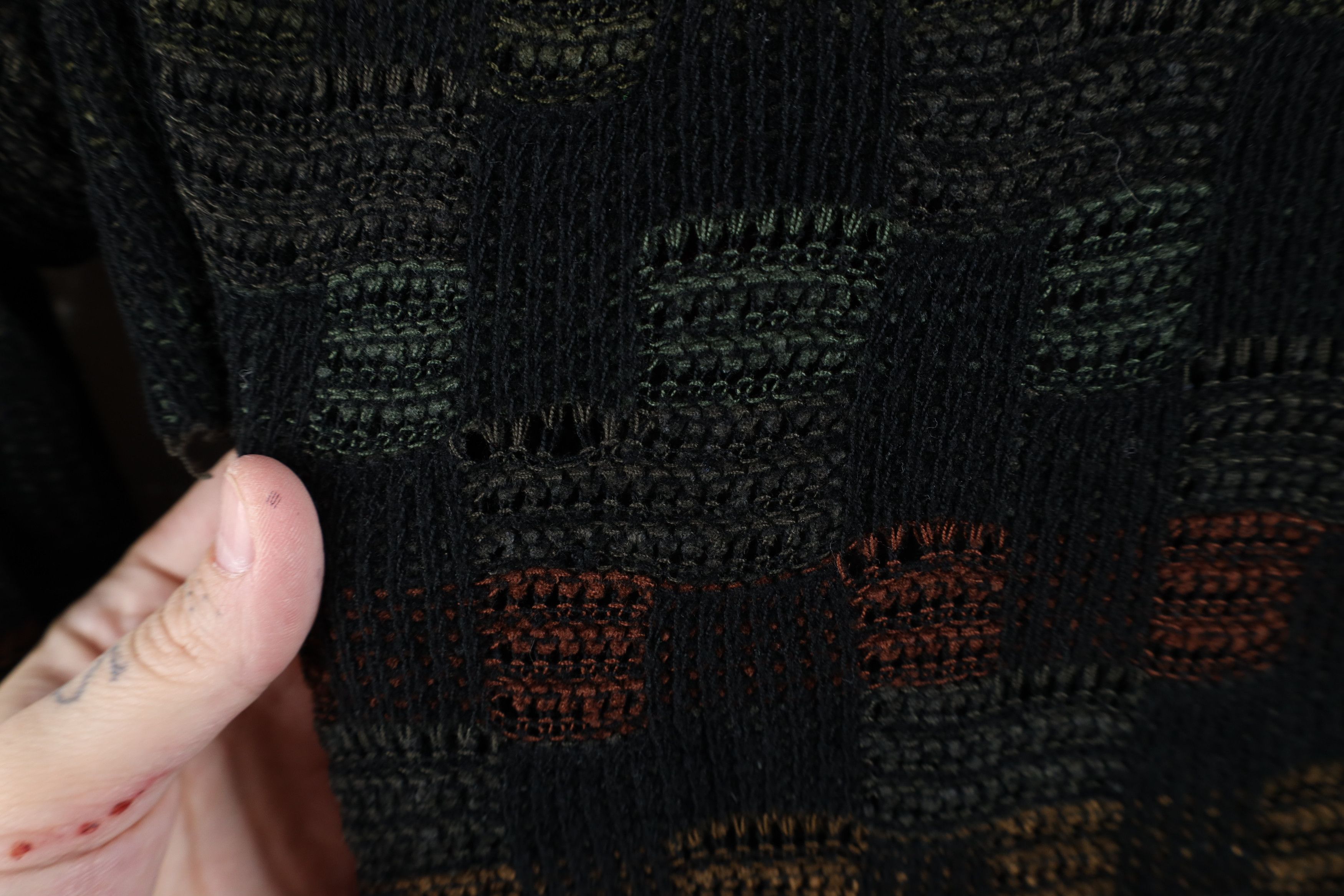 Vintage Vintage 90s Streetwear Rainbow Checkered Knit Sweater Size US M / EU 48-50 / 2 - 4 Thumbnail