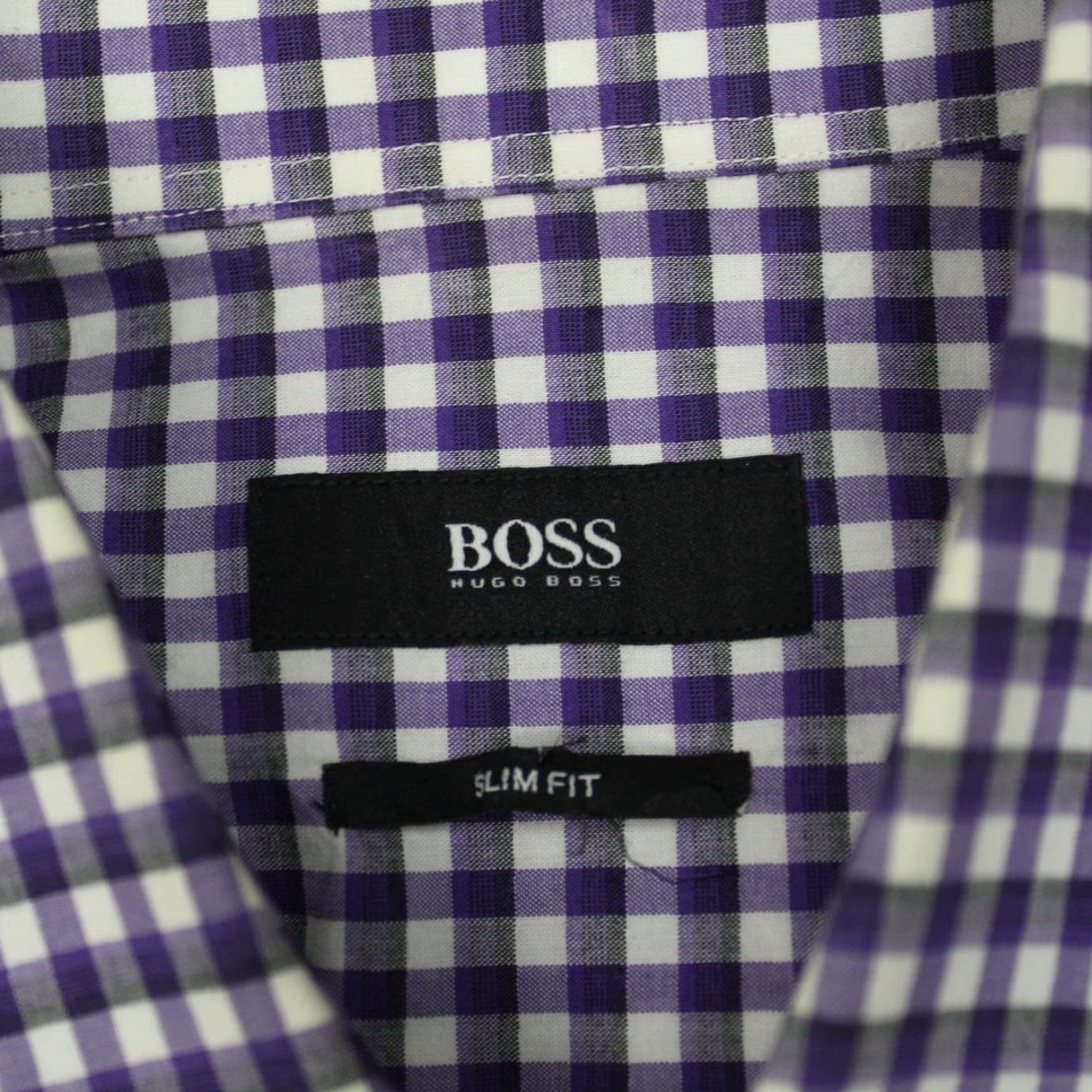 Hugo Boss HUGO BOSS Prince Dress Shirt Mens 16, 41 Purple/White Slim Fit Cotton L/S Shirt Size 42R - 6 Thumbnail
