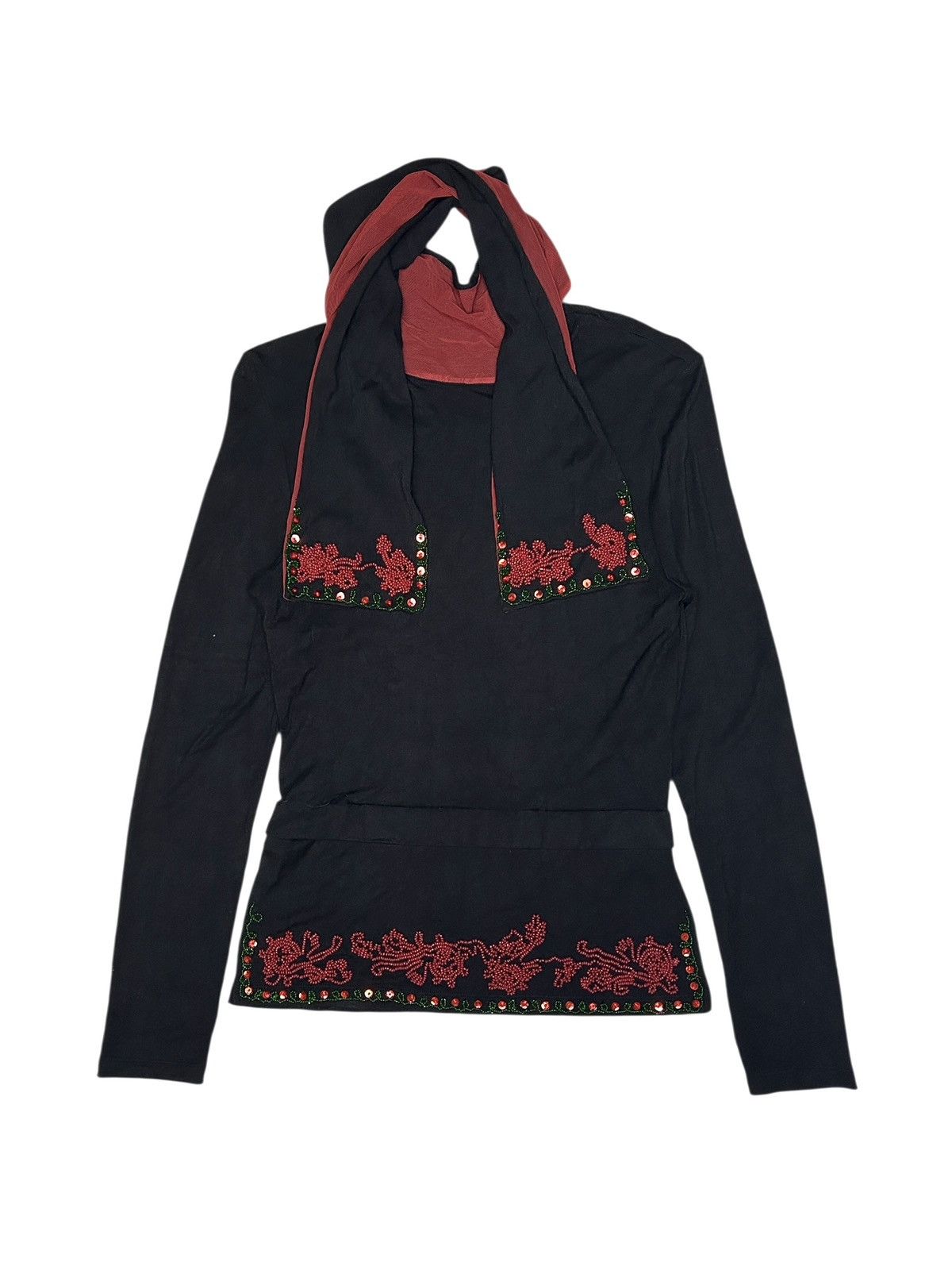 Jean Paul Gaultier 90s Floral Embroidered Scarf Top Size M / US 6-8 / IT 42-44 - 1 Thumbnail