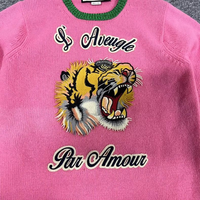 Gucci Gucci Pink tiger embroidery knitted sweater 2502-Nextarrow Size US S / EU 44-46 / 1 - 5 Thumbnail