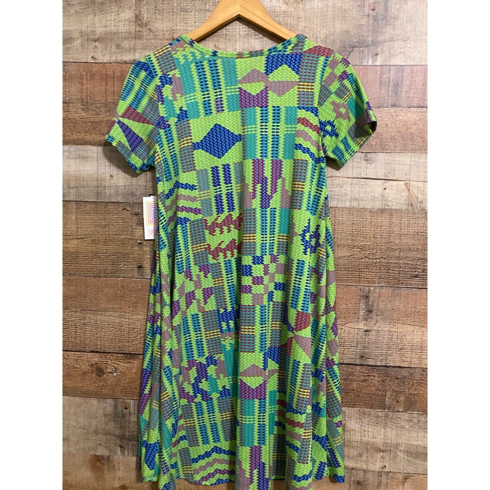 Vintage LulaRoe Carly Dress Swing Green XXS Women's Dress Floral Knee Length Short Sleeve Pullover Machine Washable Size XXS / US 00 / IT 34 - 3 Thumbnail