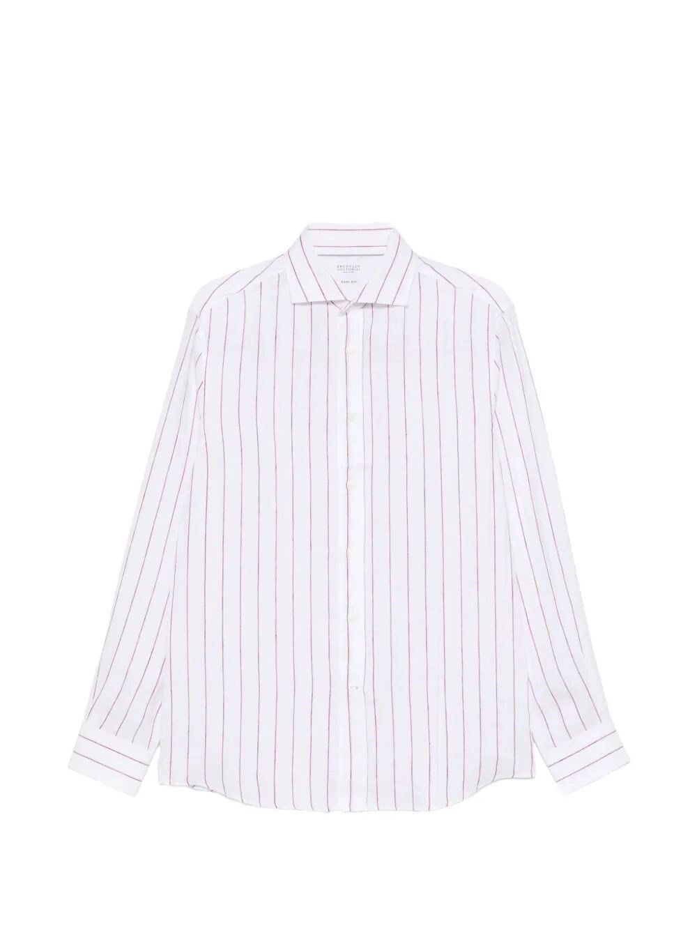 Brunello Cucinelli Stripe Linen Easy Fit Shirt With Spread Collar Size US M / EU 48-50 / 2 - 1 Thumbnail