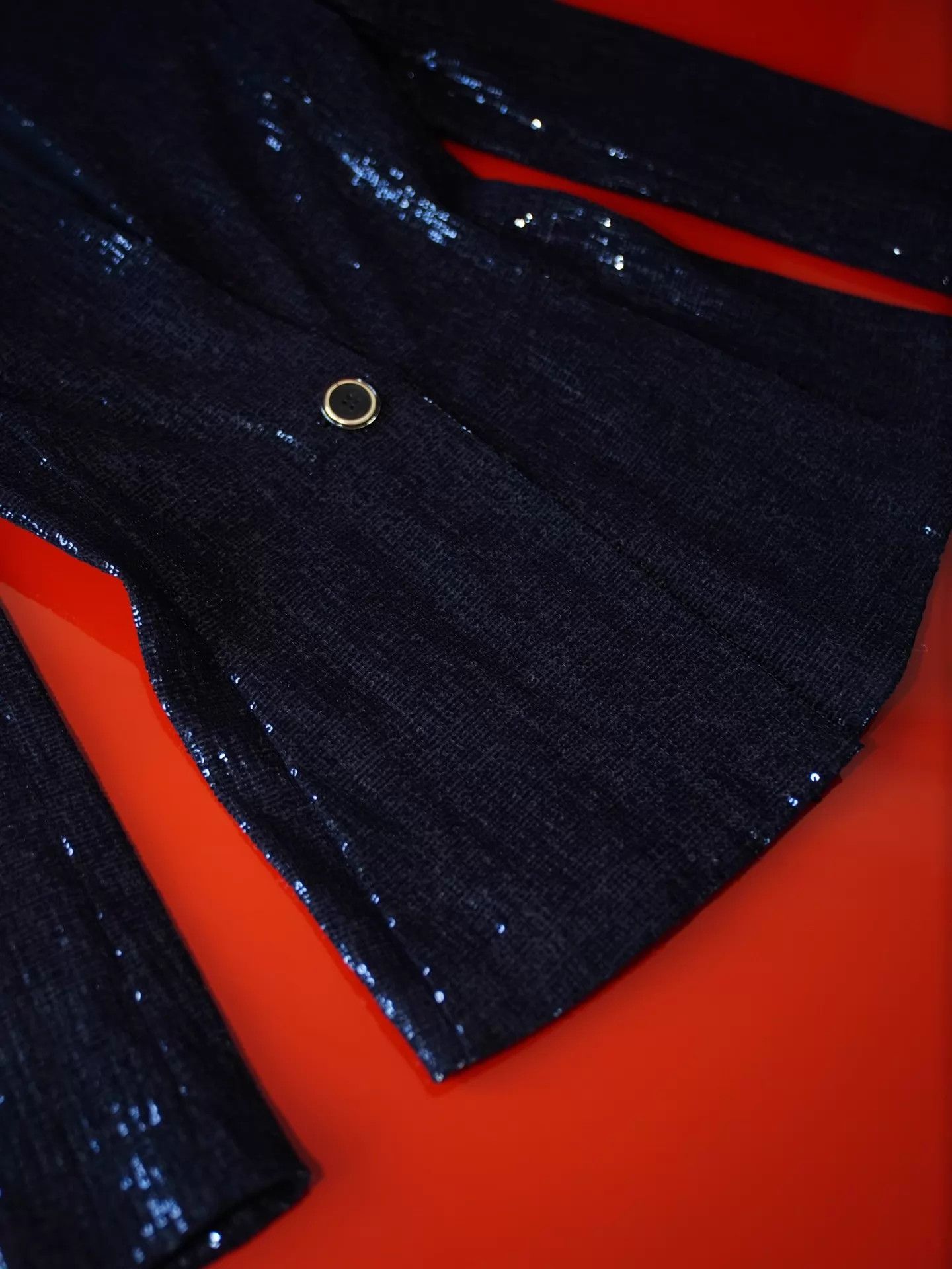 Armani GIORGIO ARMANI Vintage Black Sequin Stretch Suit XS-S Size XS / US 0-2 / IT 36-38 - 9 Thumbnail
