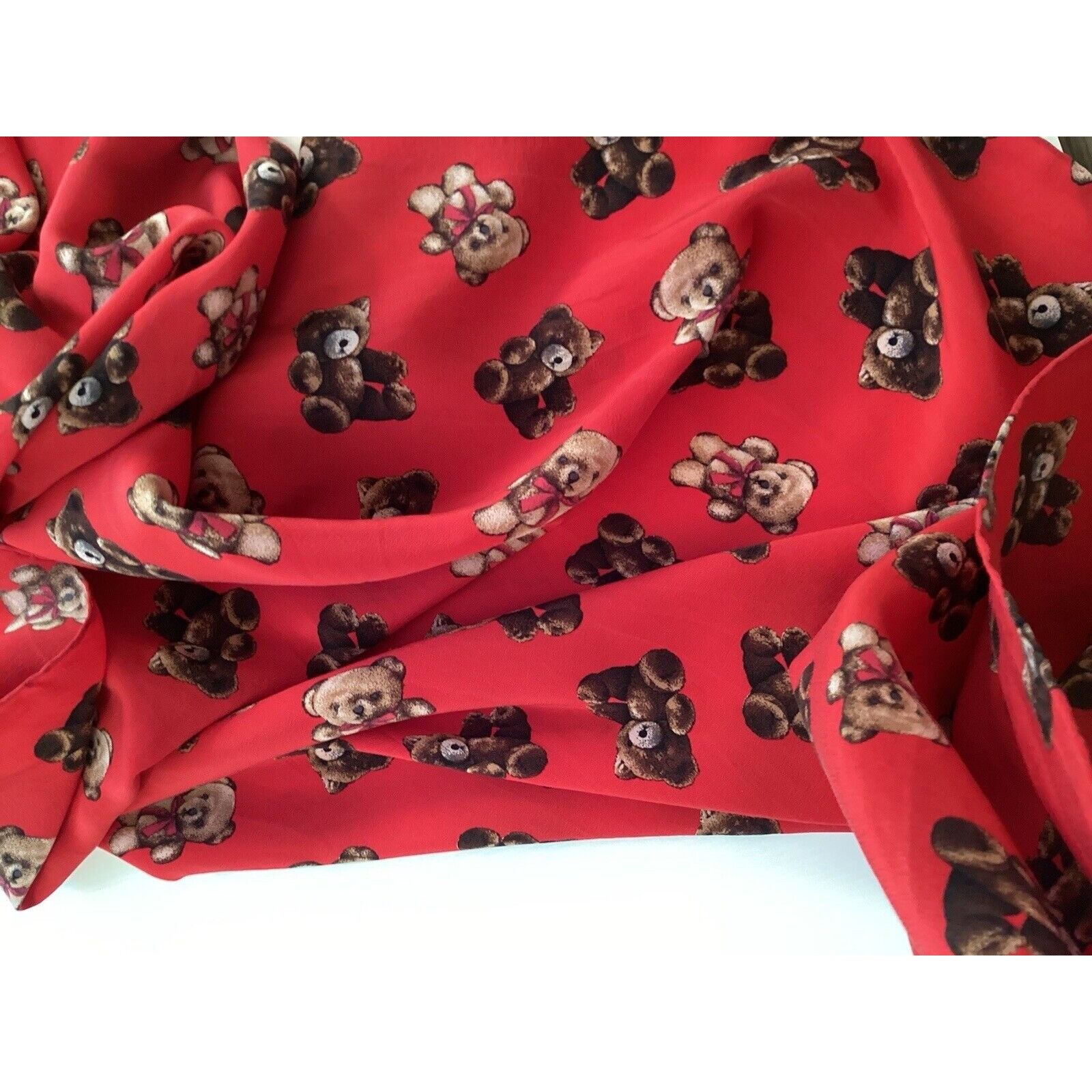 Other VIP COMPANY Red Teddy Bear Rectangle Silk Scarf Switzerland Size ONE SIZE - 4 Thumbnail