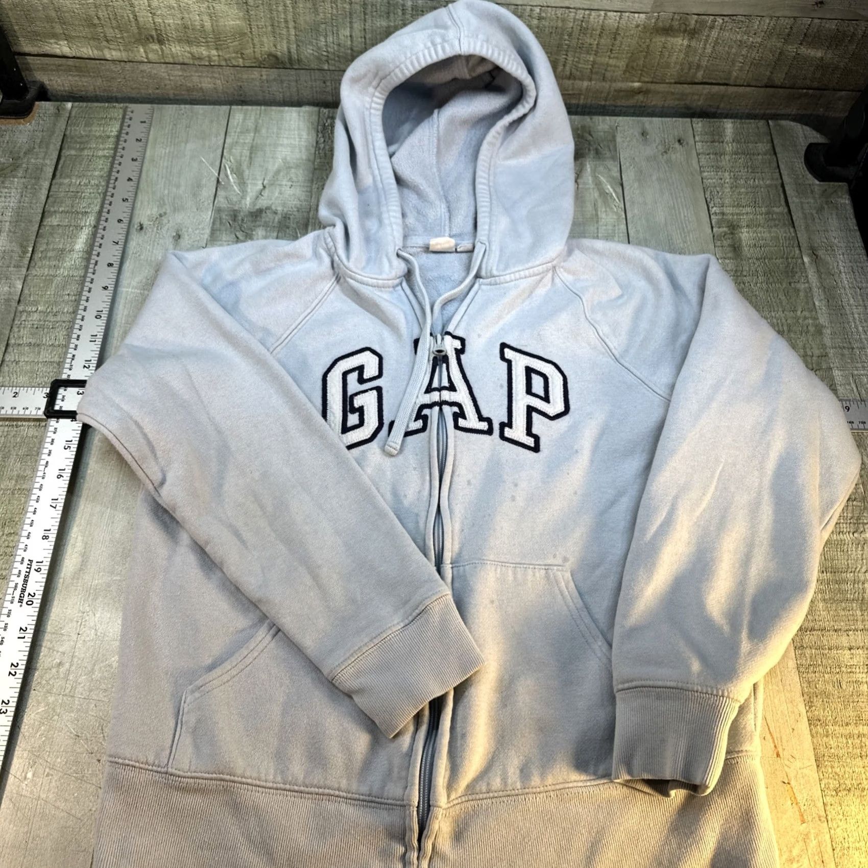 Gap VINTAGE Gap Hoodie XS Light Blue Full Zip Mens Regular Size XS Blue Hoodie Gap Mens XS Light Blue Full Zip Size US XS / EU 42 / 0 - 6 Thumbnail