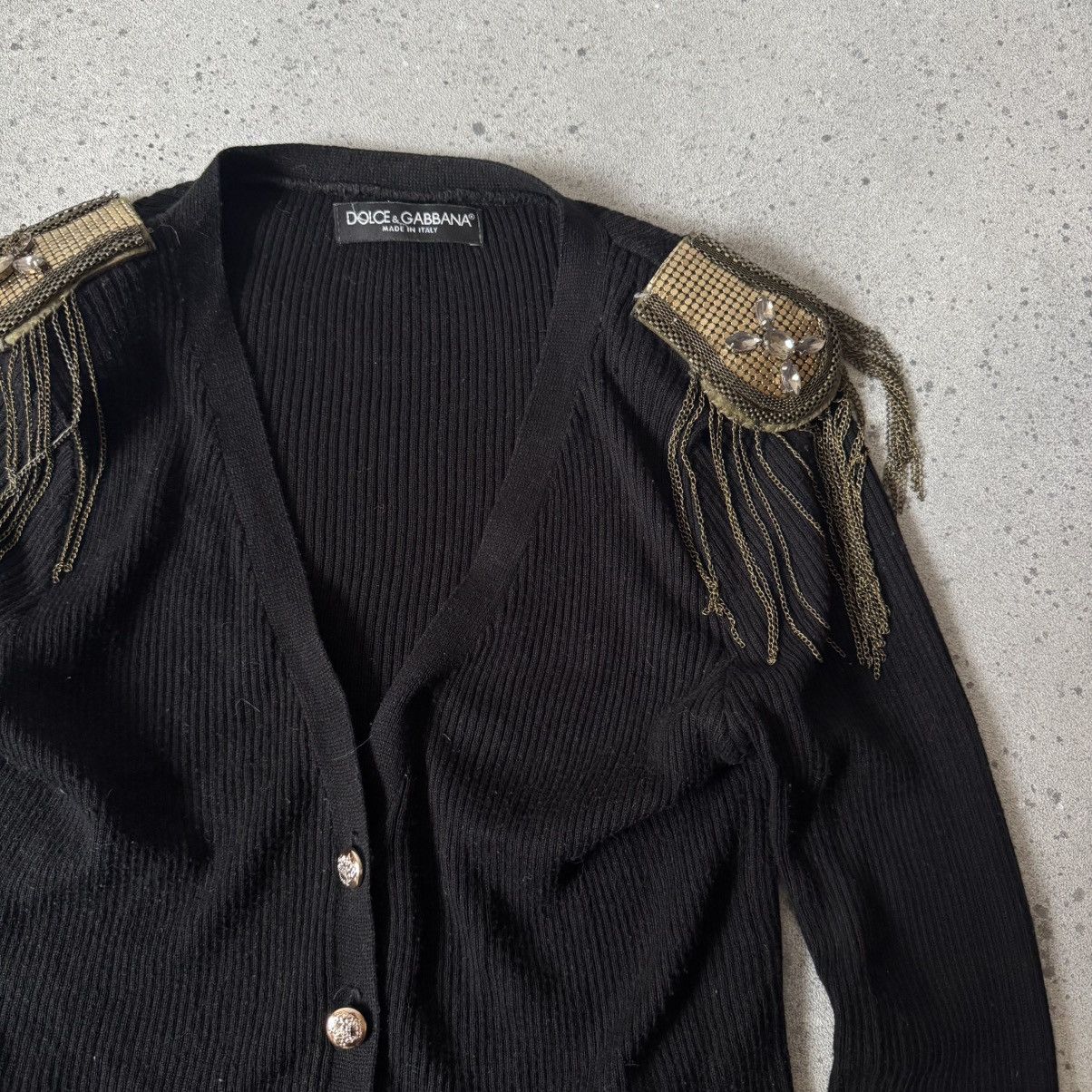 Dolce & Gabbana × Vintage Dolce & Gabbana Ribbed Cardigan with Embellished Epaulettes Size M / US 6-8 / IT 42-44 - 5 Thumbnail