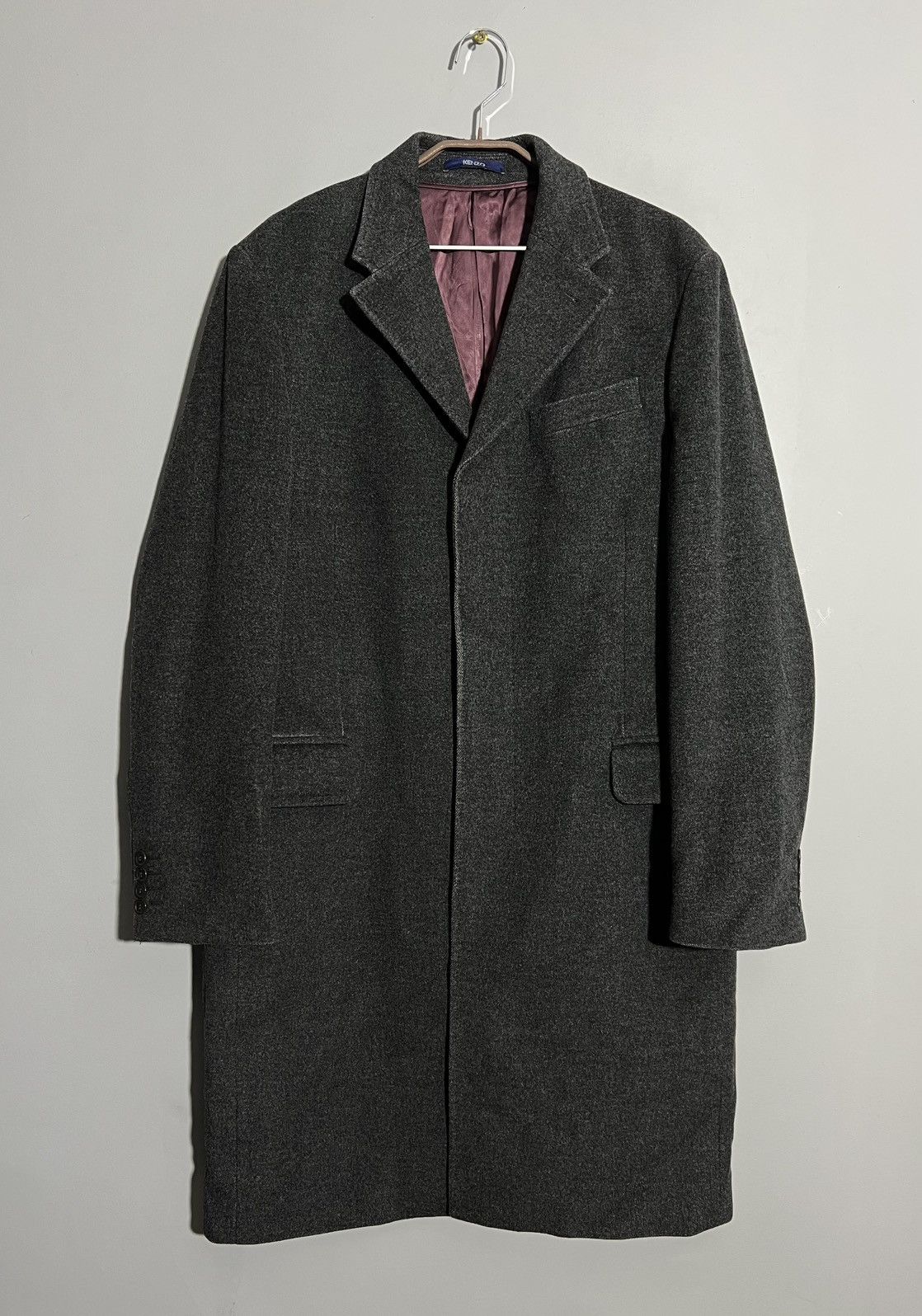 Kenzo × Vintage Vintage Kenzo Homme Wool Gray Coat Jacket Size US M / EU 48-50 / 2 - 1 Thumbnail