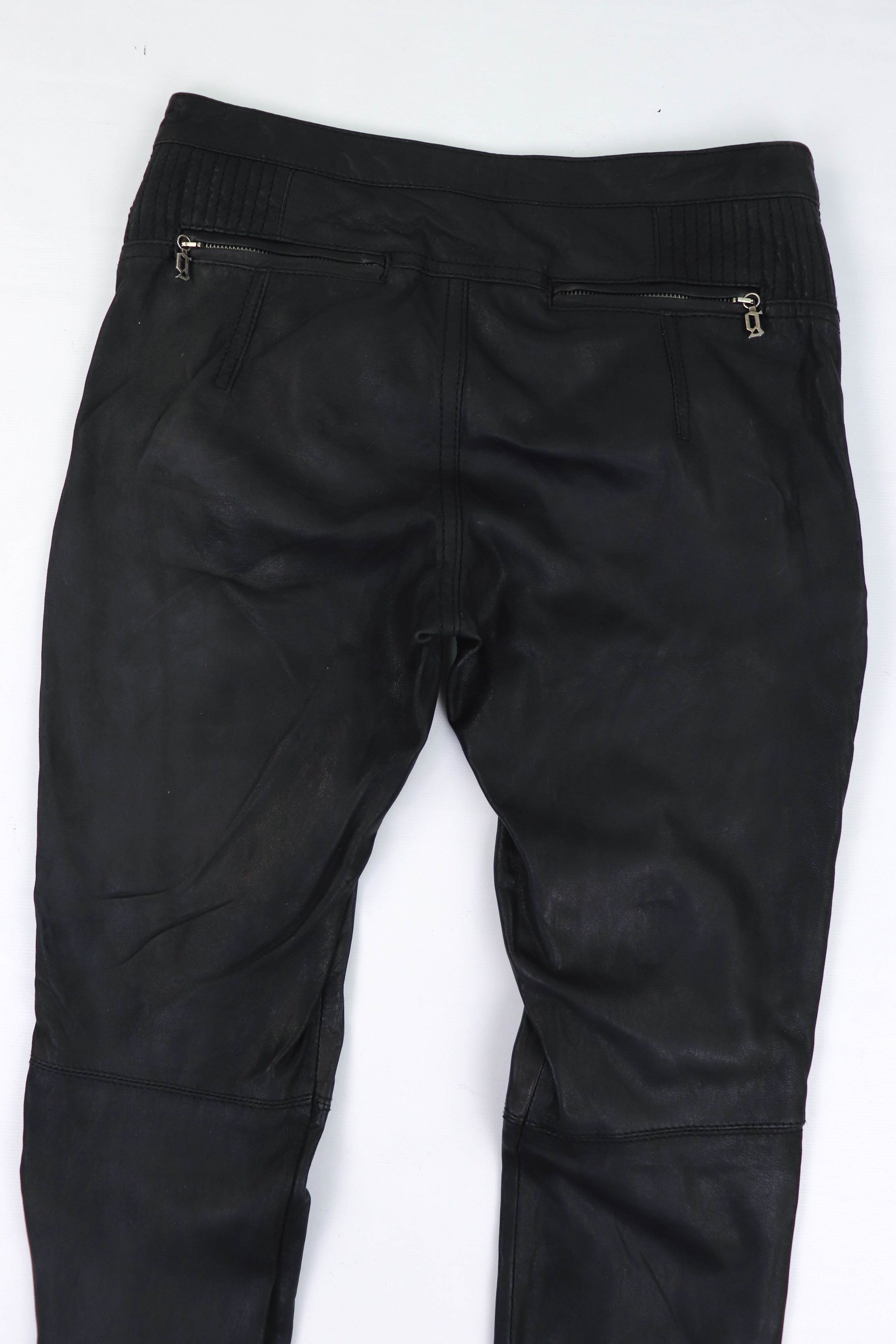 John Galliano Vintage Galliano 2000s Black Leather Zip Biker Pants Size 30" / US 8 / IT 44 - 8 Thumbnail