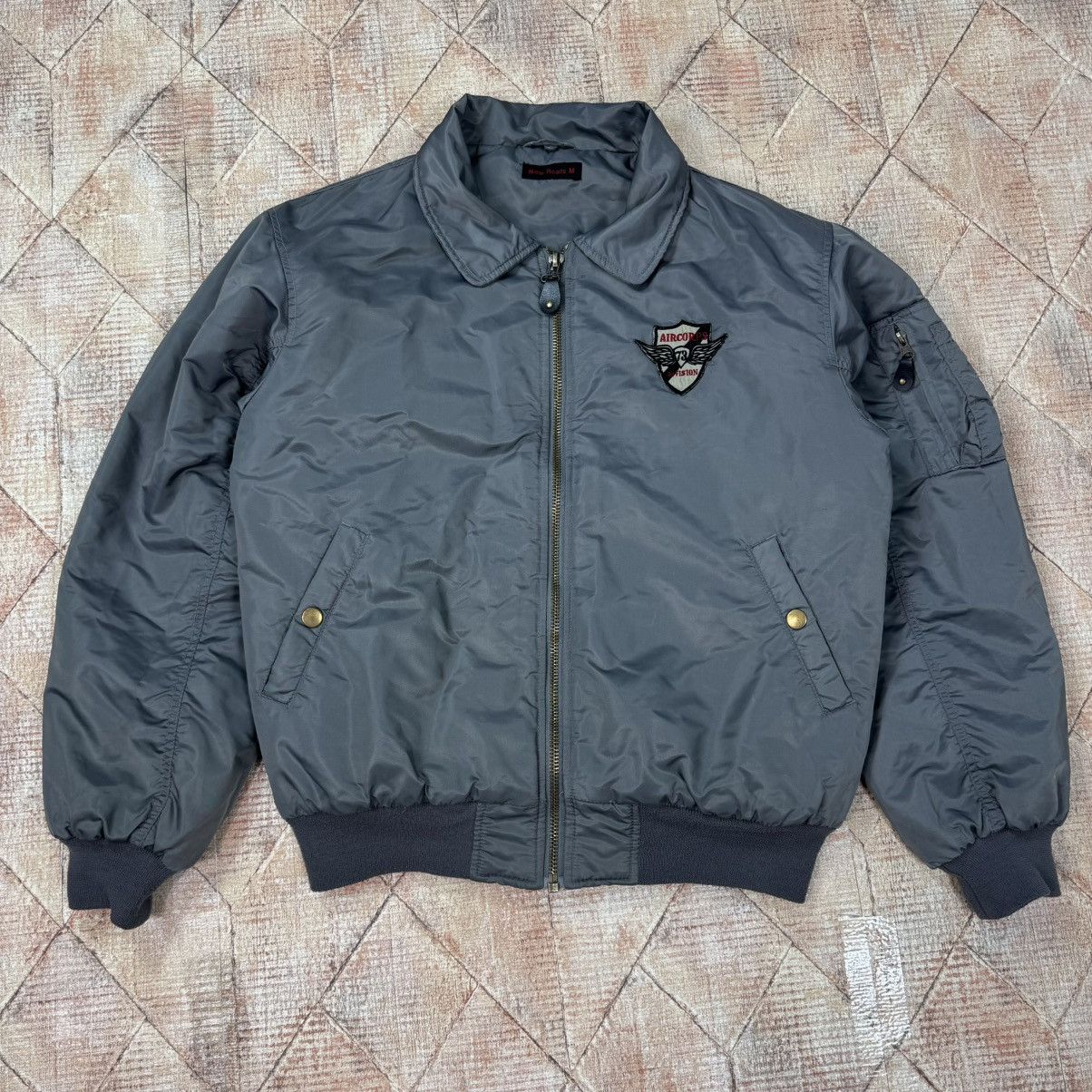 Japanese Brand × Vintage Vintage Silver Boxy Bomber Jacket Baggy Japan Flyers M1 Size US M / EU 48-50 / 2 - 12 Thumbnail