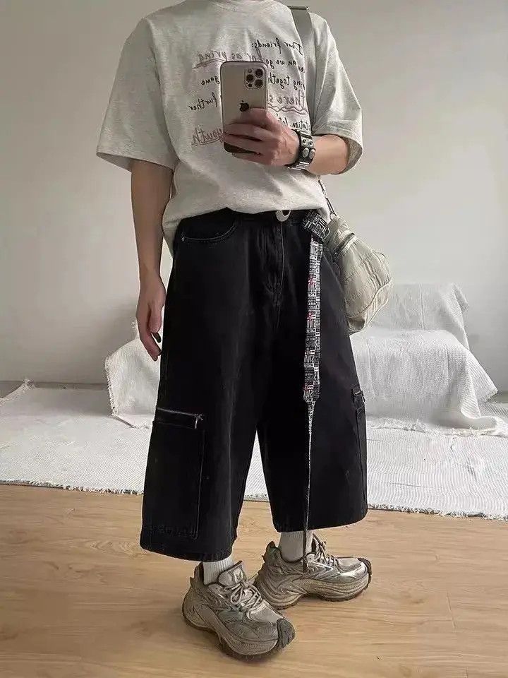 Japanese Brand Retro Washed Black Cargo Pockets Baggy Jorts Shorts Size US 30 / EU 46 - 3 Thumbnail