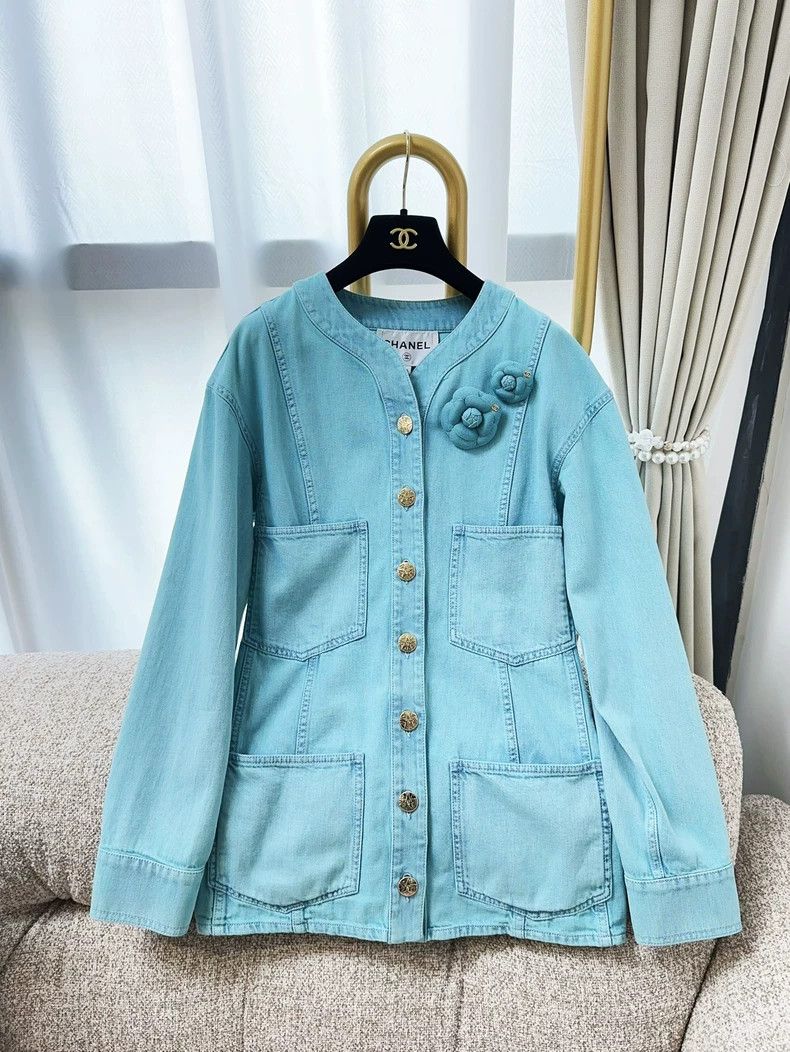 Chanel Chanel Blue Camellia Denim Jacket - dmc Size US XS / EU 42 / 0 - 1 Thumbnail