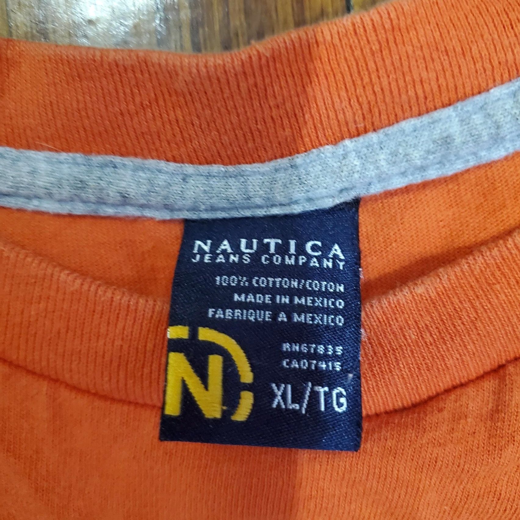 Nautica Nautica Jeans Company Shirt Mens XL Orange Graphic Tee Short Sleeve Crew Neck Jersey Cotton Logo Printed Worldwide Distributed Size US XL / EU 56 / 4 - 3 Thumbnail