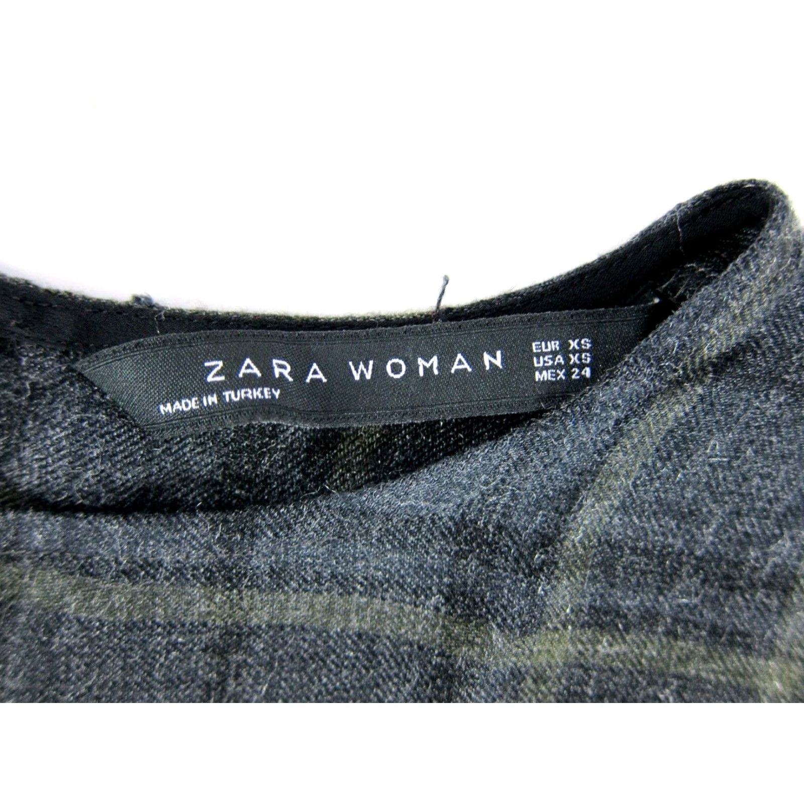 Zara Zara Woman Grey Plaid High Neck Long Sleeve Midi Sheath Shift Dress XS Size XS / US 0-2 / IT 36-38 - 4 Thumbnail