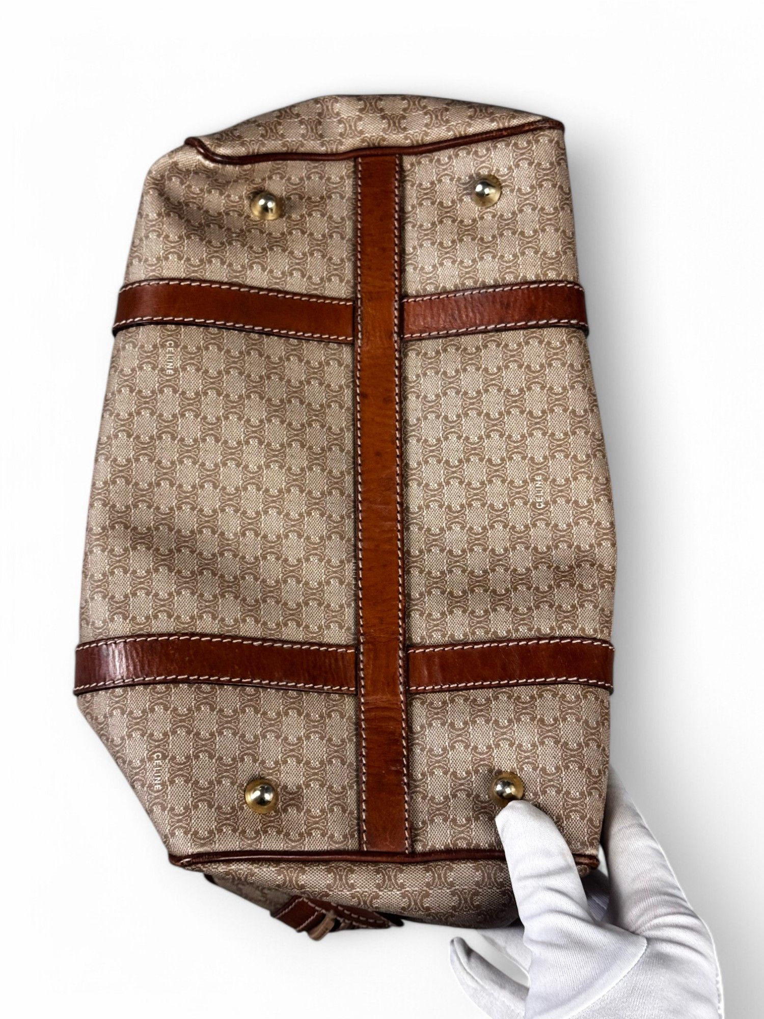 Celine Celine - Macadam Canvas Leather Boston Bag Vintage Size ONE SIZE - 6 Thumbnail