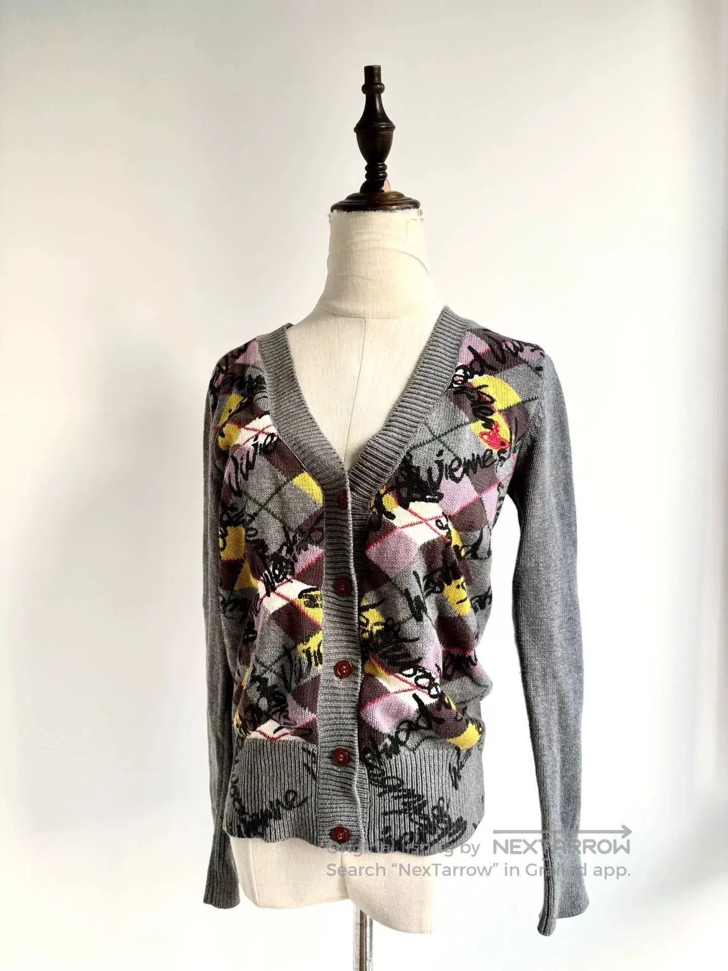 Vivienne Westwood Vivienne Westwood Gray Argyle Knit Cardigan. Size US XS / EU 42 / 0 - 2 Thumbnail