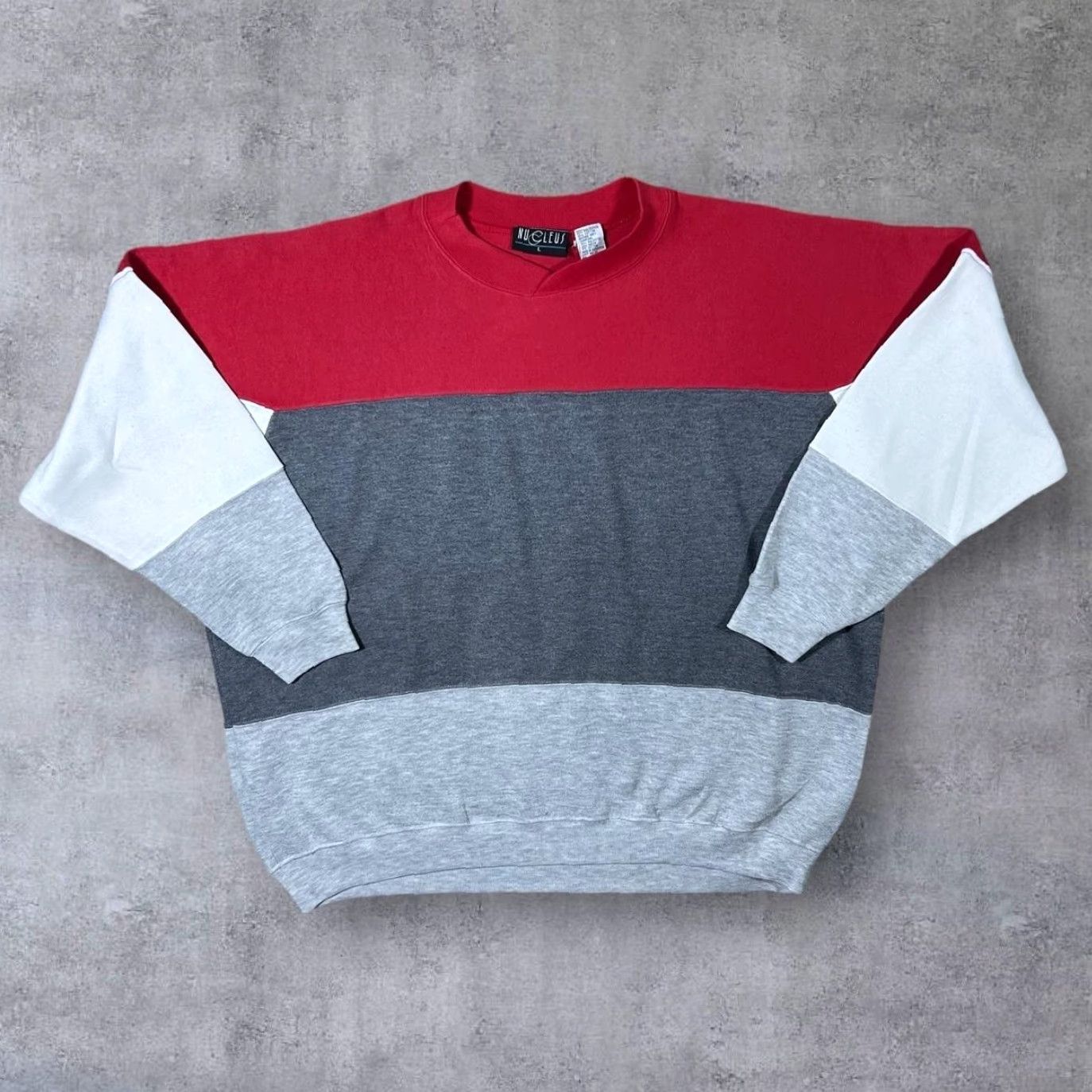 Vintage VINTAGE Nucleus Colour Block Crewneck Sweatshirt Large Grey Red White Mens Sweatshirt Size US L / EU 52-54 / 3 - 2 Thumbnail