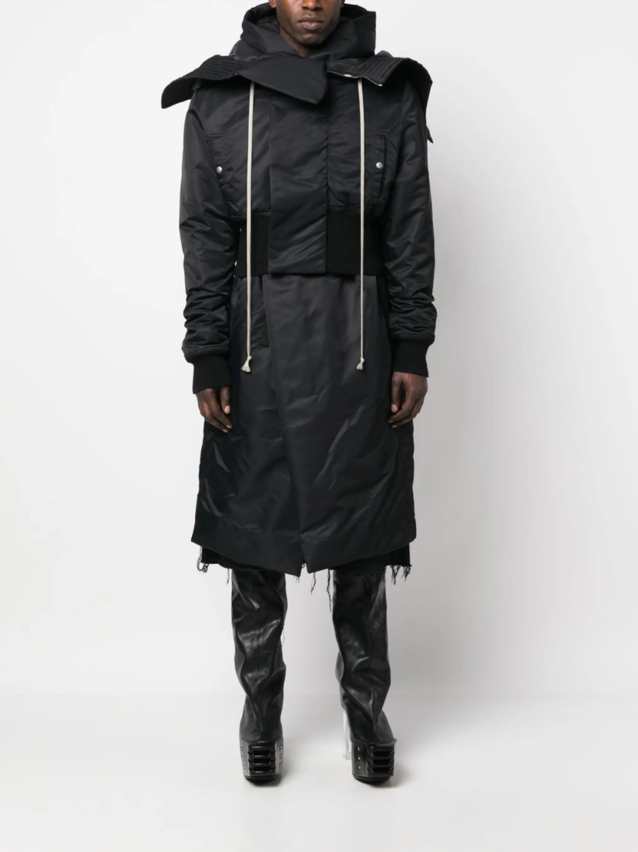 Rick Owens o1y0325 Hooded Coat in Black Size US M / EU 48-50 / 2 - 5 Thumbnail