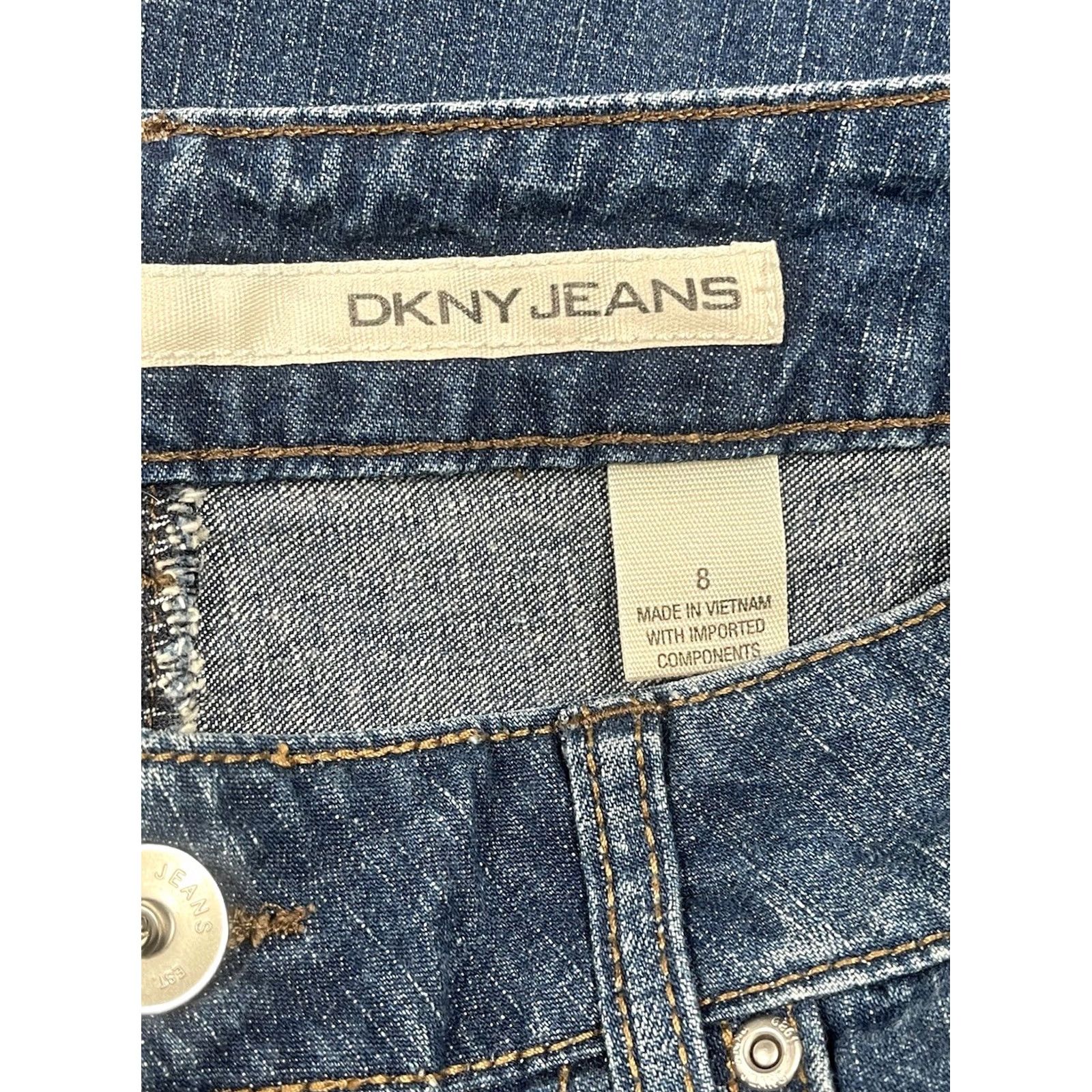 DKNY VINTAGE: No DKNY Jeans Straight Leg High Rise Blue Denim Distressed Womens Size 8 Jeans Distressed DKNY Blue Denim Jeans Size 30" / US 8 / IT 44 - 7 Thumbnail