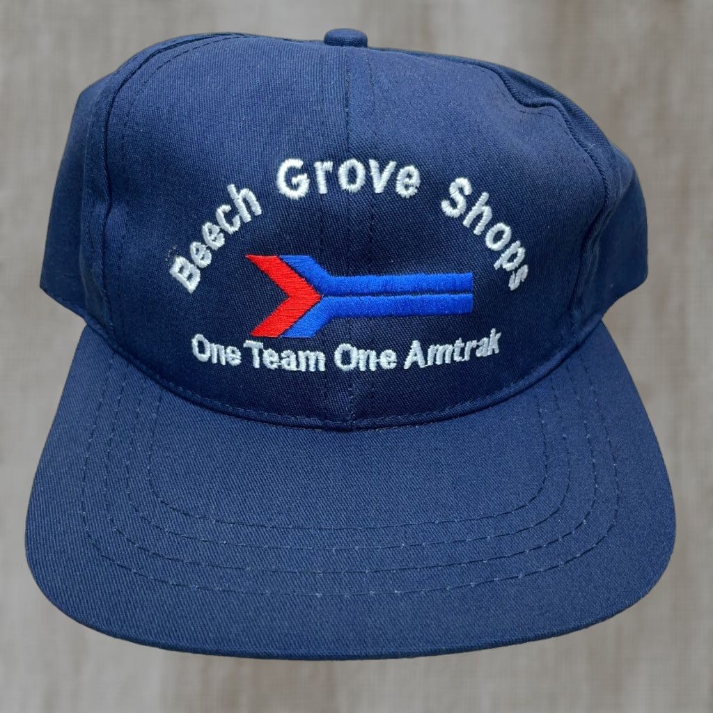 Rains VINTAGE Amtrak Railroad Hat Cap Trucker Cap Men Adjustable Blue 80s 90s USA Logo Advertising Classic Outdoor Retro Workwear USA Hat Size ONE SIZE - 1 Thumbnail