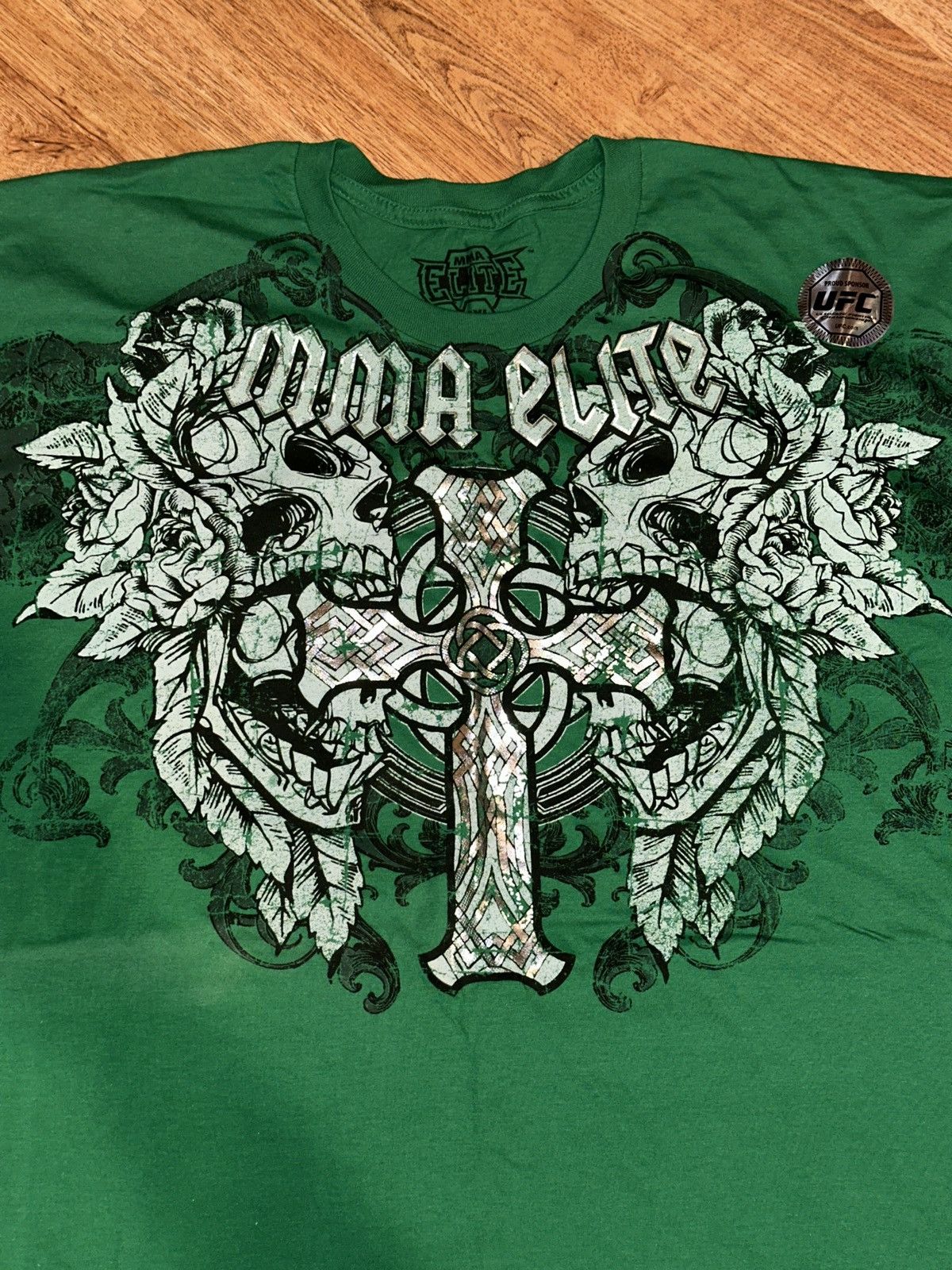 Other Y2K MMA Elite T Shirt Adult Large Green Skull Cross Graphic Size US XL / EU 56 / 4 - 2 Thumbnail
