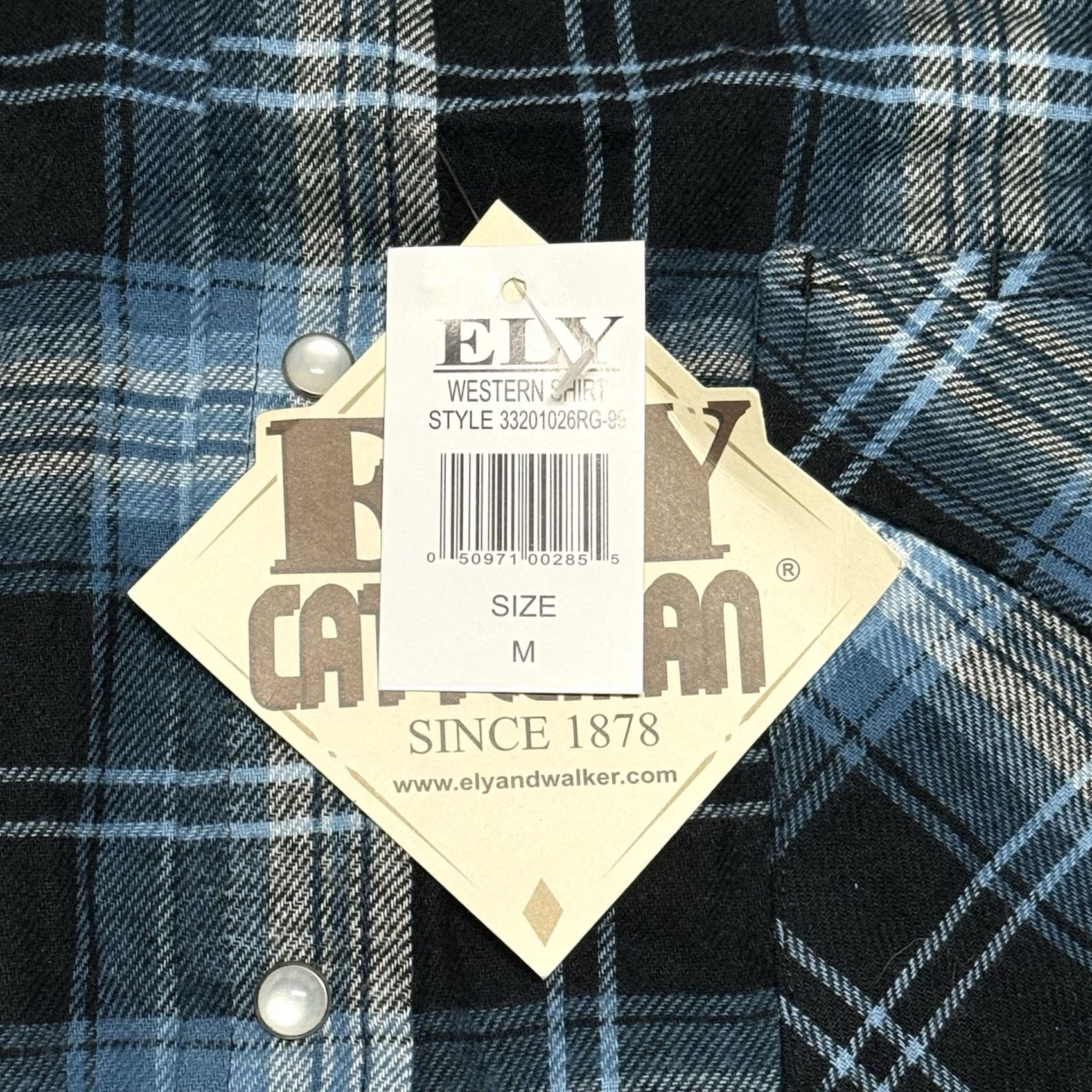 Vintage VINTAGE Ely Cattleman Shirt Mens M Blue Western Pearl Snap Cowboy Rodeo Long Sleeve NWT Size US M / EU 48-50 / 2 - 4 Thumbnail