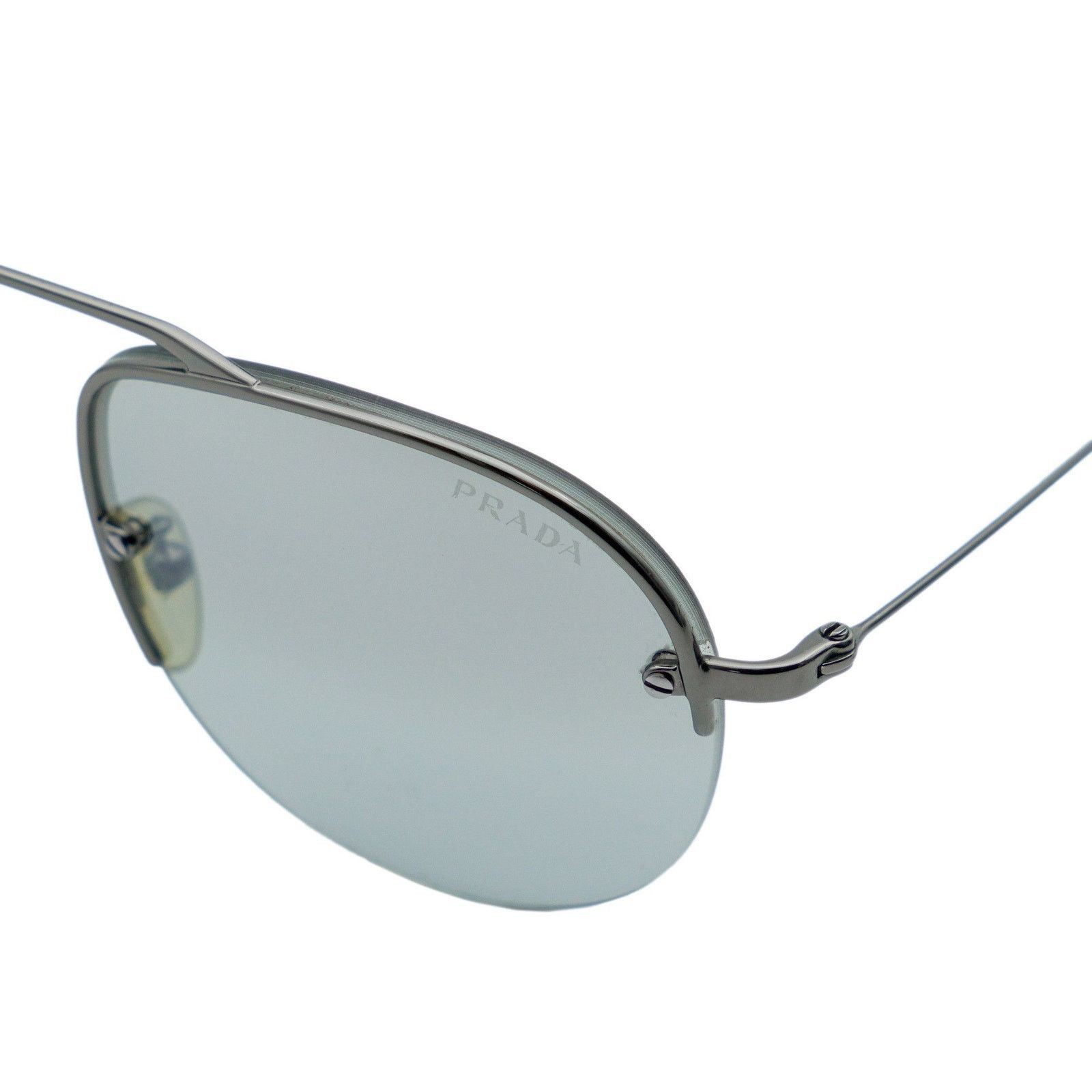 Prada Prada Gunmetal Half Rimless Logo Gradient Pilot Sunglasses Size ONE SIZE - 4 Thumbnail
