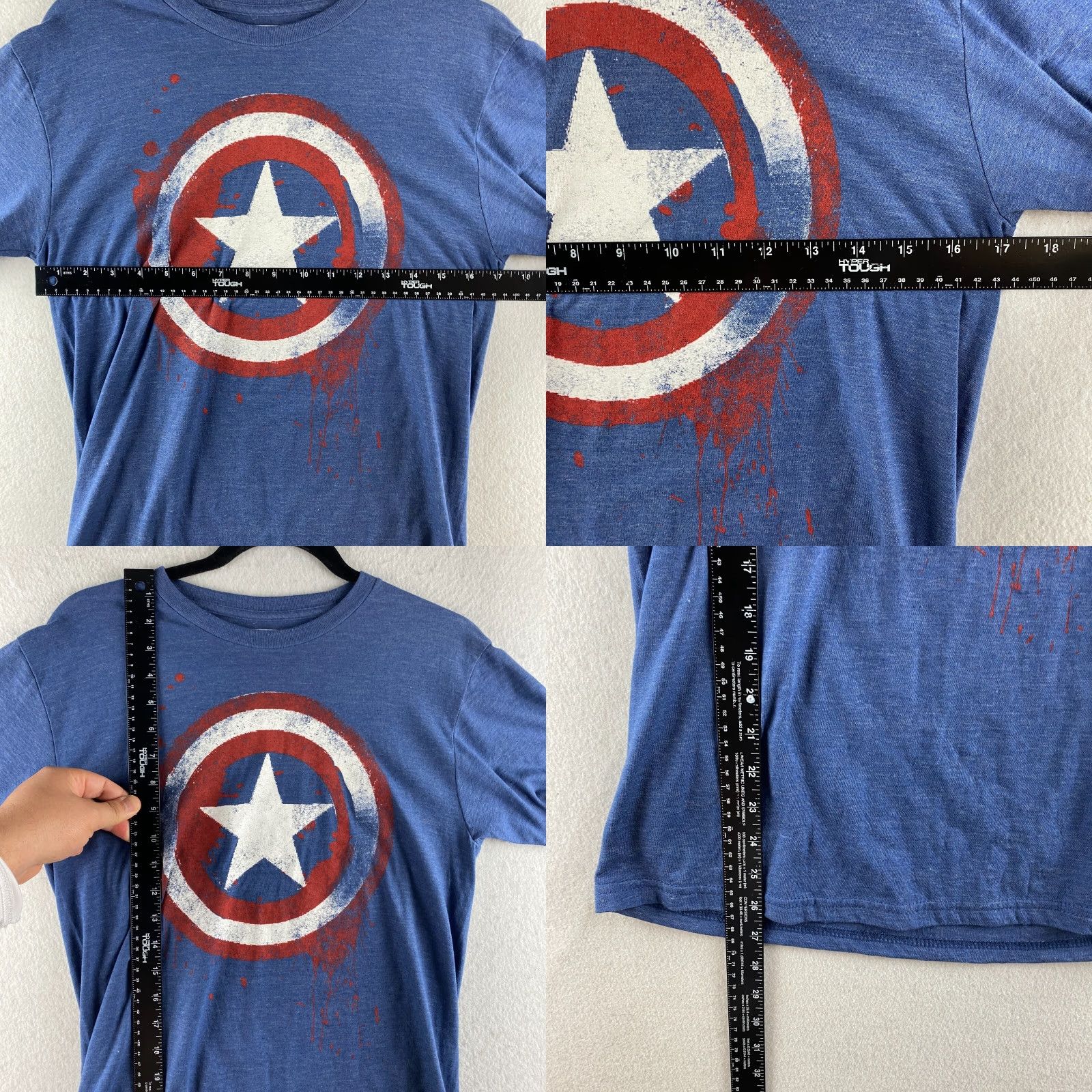 Vintage Marvel Captain America Shirt Mens S Blue Short Sleeve Graphic Print Casual Size US S / EU 44-46 / 1 - 8 Thumbnail