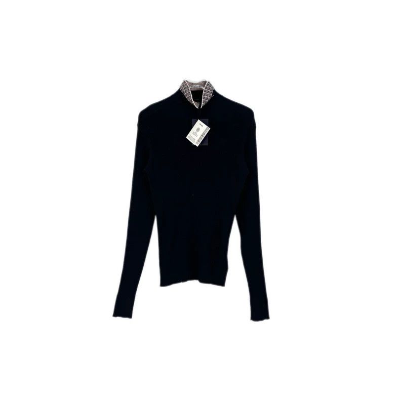 Prada Prada Black collar classic logo square pattern elastic knit Size US M / EU 48-50 / 2 - 1 Thumbnail
