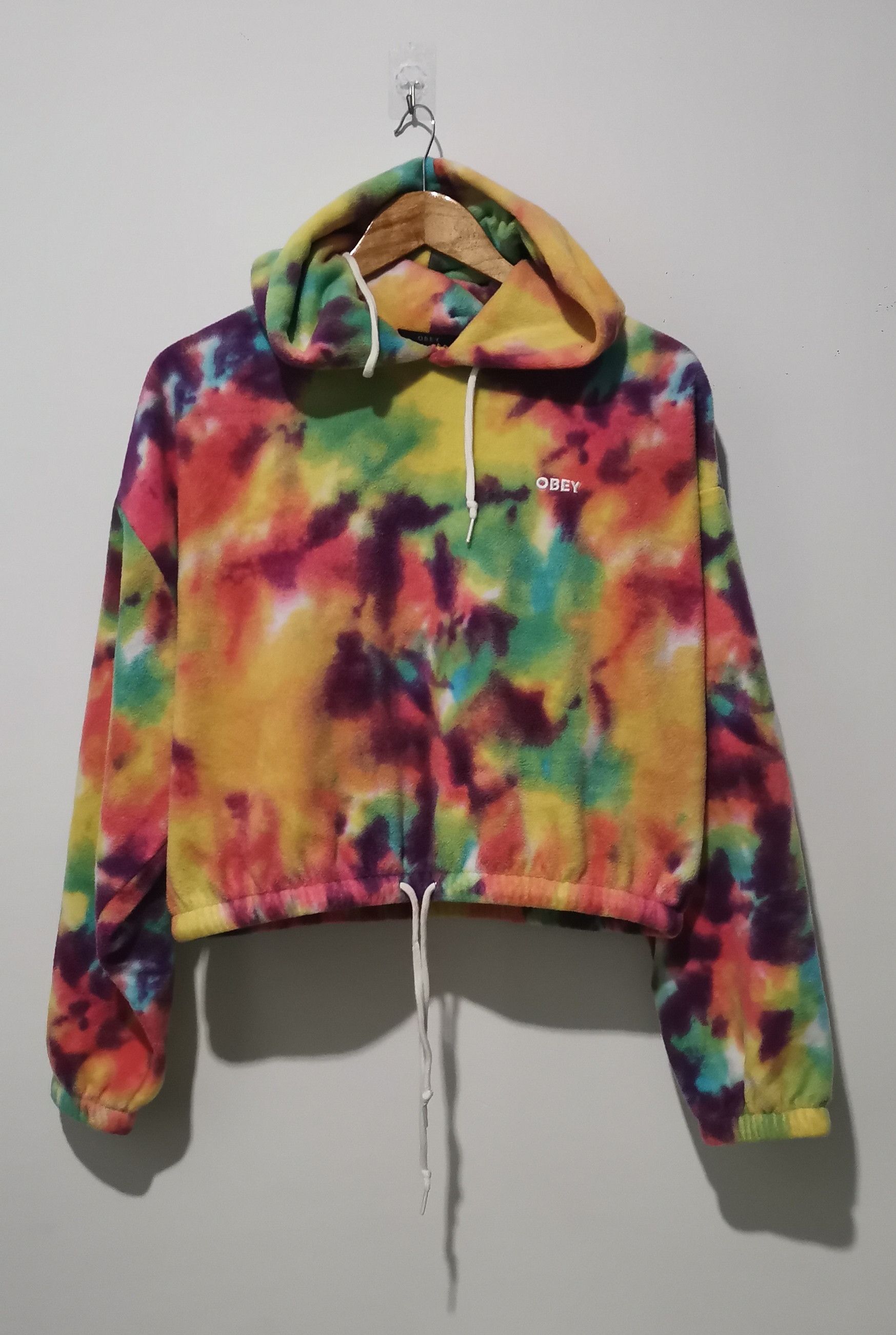 Obey Obey Women's Fleece Pullover Hoodie Russett Rainbow Tie Dye Size S / US 4 / IT 40 - 1 Thumbnail