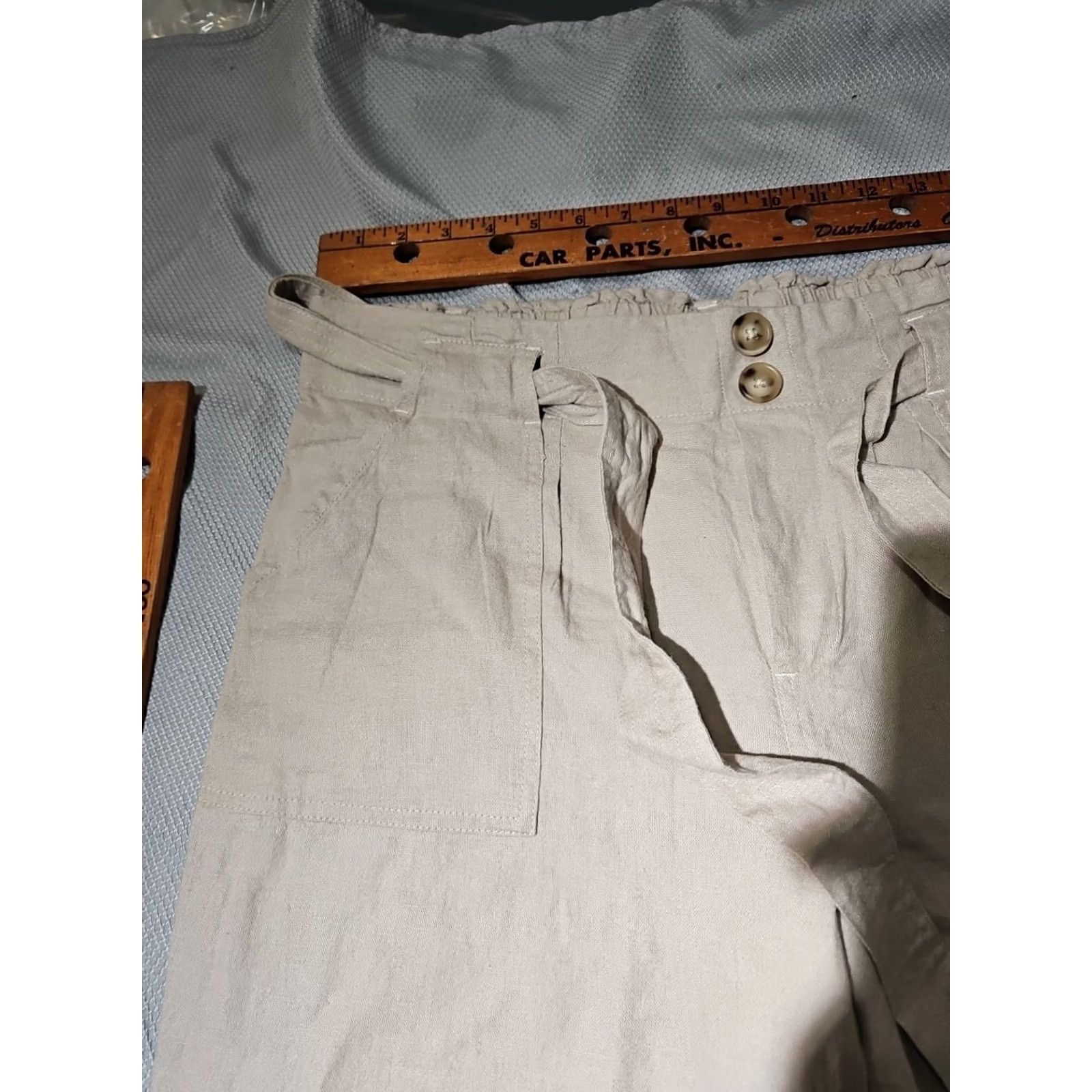 Vintage NWT Stitch Fix Pants Women XL Beige Tan Linen Blend Melanie Utility Wide Leg Size 40" / US 18 - 3 Thumbnail