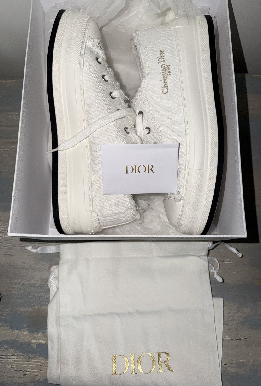 Dior WALK’N’DIOR PLATFORM SNEAKERS WHITE BLACK EMBROIDERED CANVAS Size US 10 / IT 40 - 1 Thumbnail