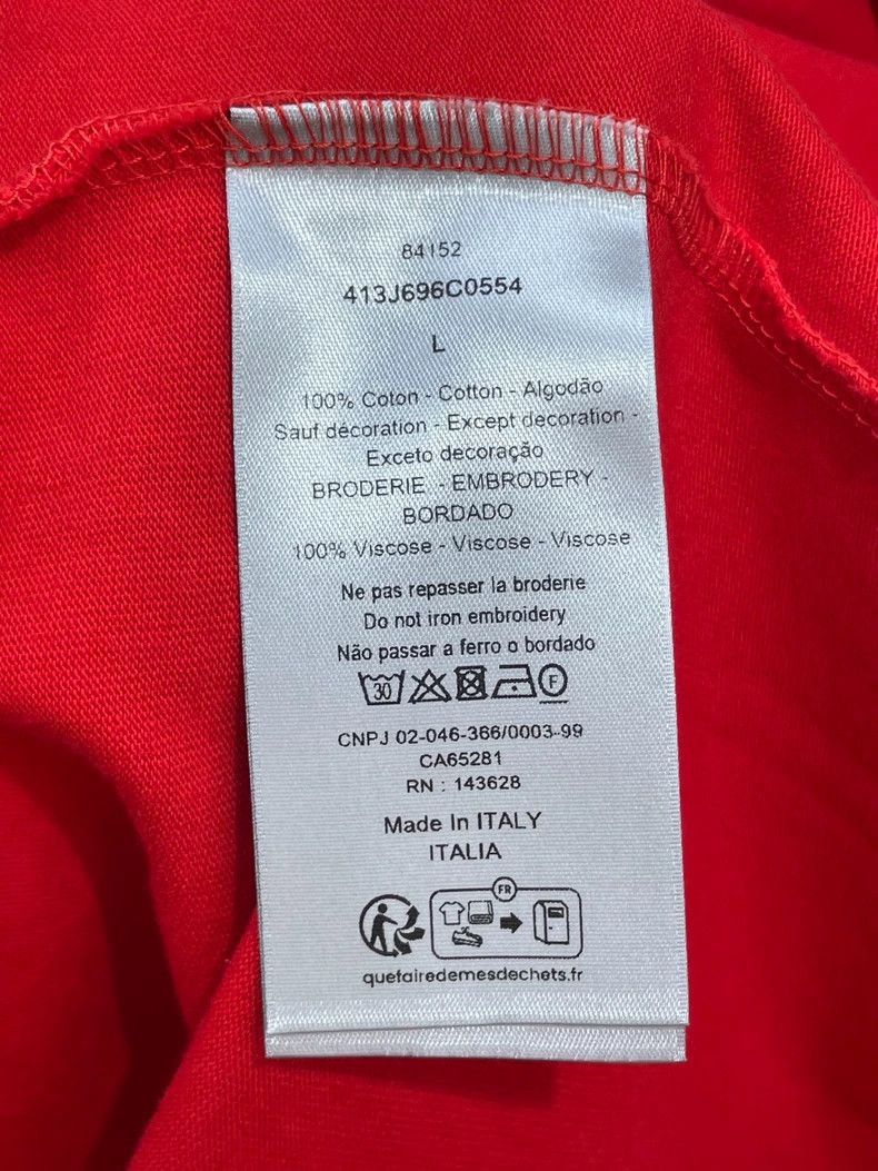 Dior Dior Dior Red Embroidered Cotton Short Sleeve T-shirt-2507 Size L / US 10 / IT 46 - 7 Thumbnail