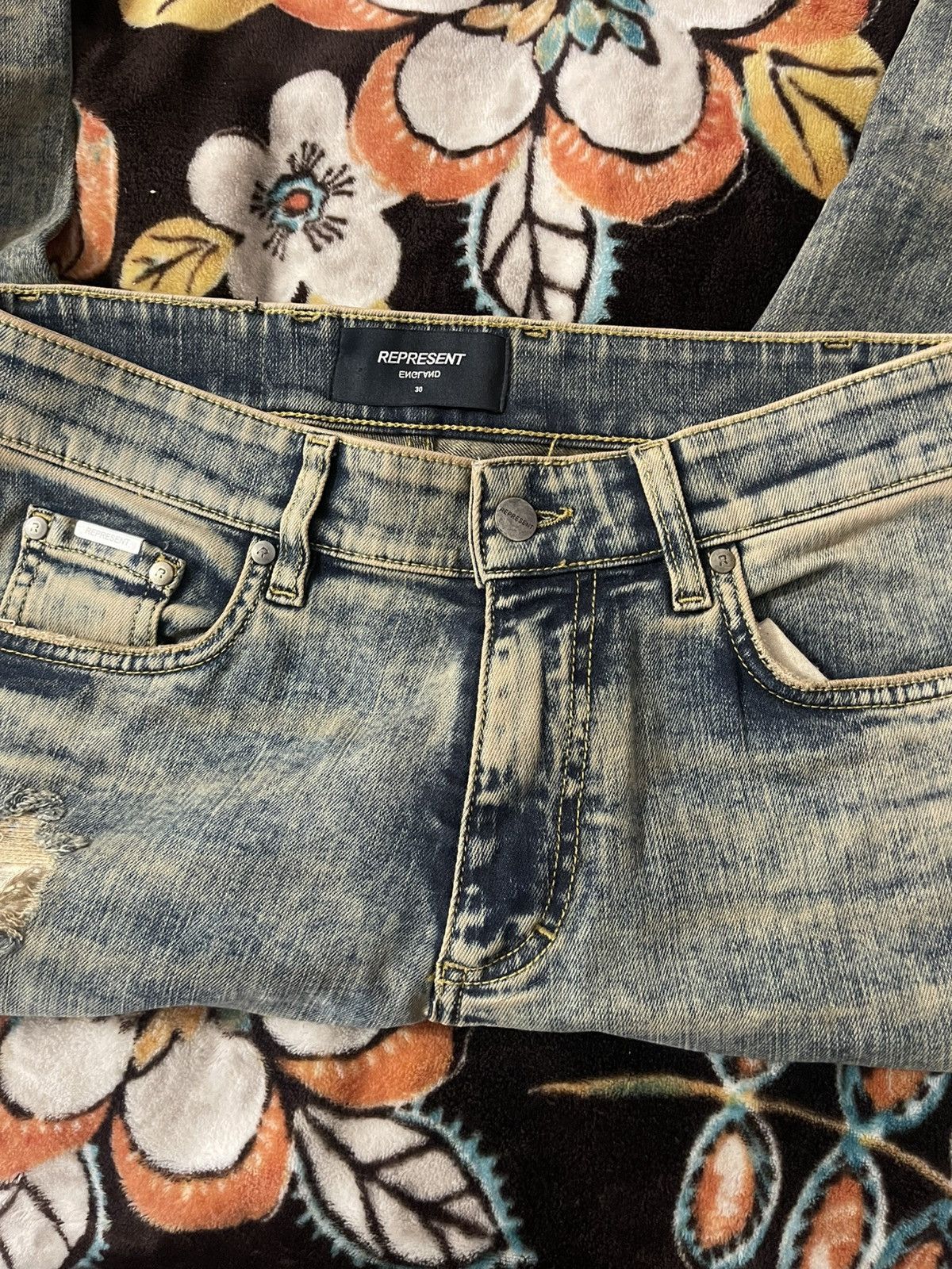 Represent Clo. Distressed dirty indigo skinny jeans Size US 30 / EU 46 - 3 Thumbnail