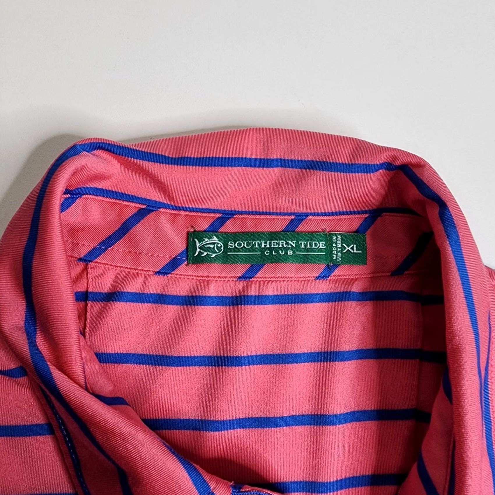 Southern Tide Southern Tide Polo Shirt Men's XL Blue Pink Striped Golf Preppy Stretch Size US XXL / EU 58 / 5 - 3 Thumbnail