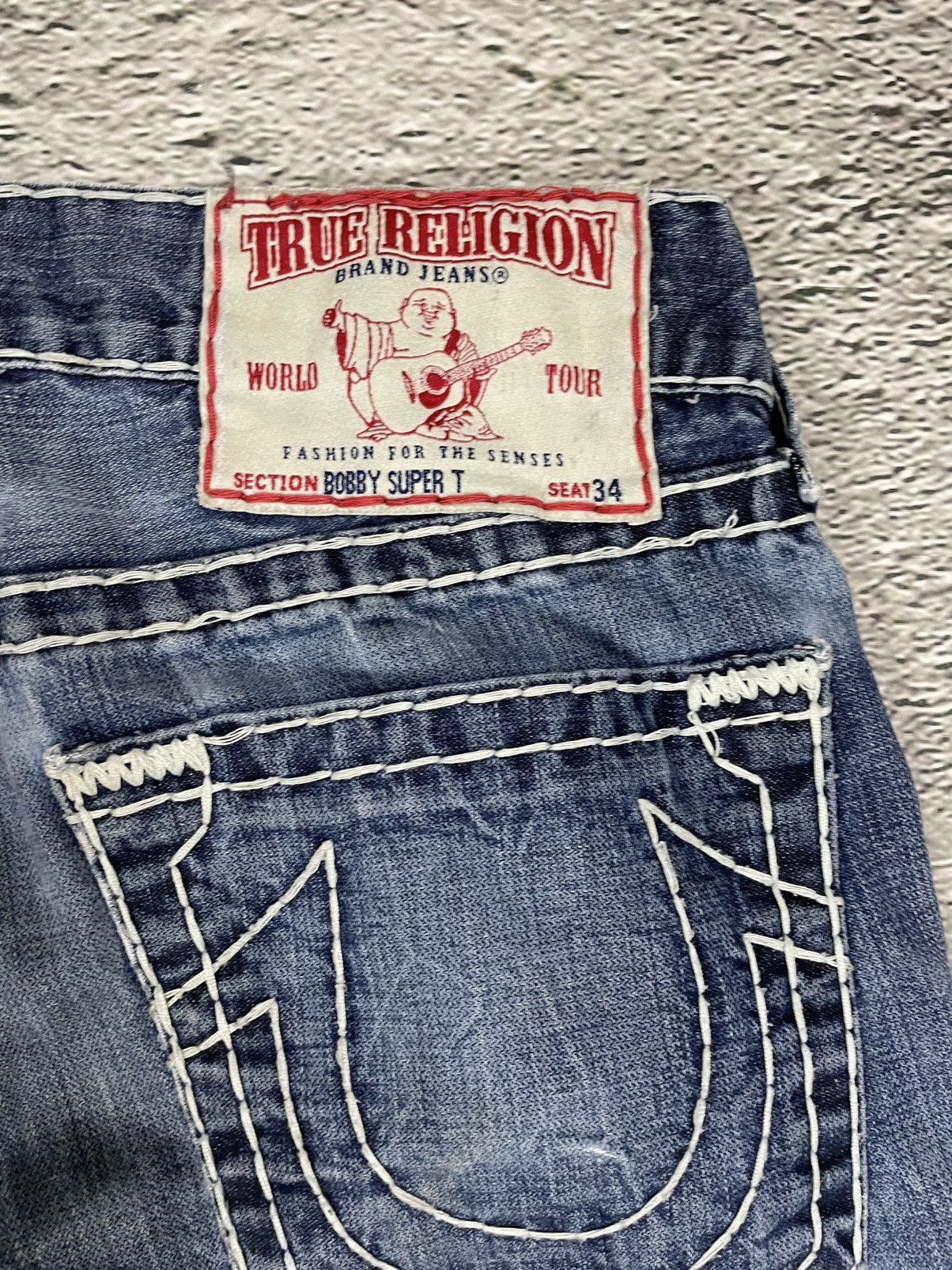 True Religion True Religion blue jeans white thick stitching Bobby Size US 32 / EU 48 - 3 Thumbnail