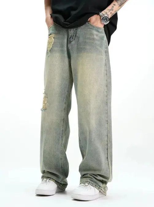 Japanese Brand VIBE Men's vintage distressed casual loose ripped jeans y2k Size US 32 / EU 48 - 7 Thumbnail