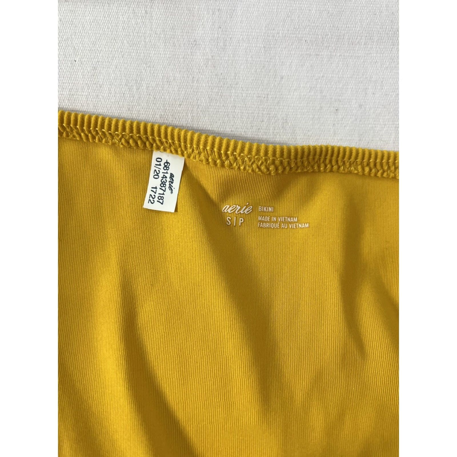 Vintage Aerie Bikini Bottom Women Small S Mustard Solid Ribbed Full Coverage Swim Bottom Yellow NS Size 28" / US 6 / IT 42 - 5 Thumbnail