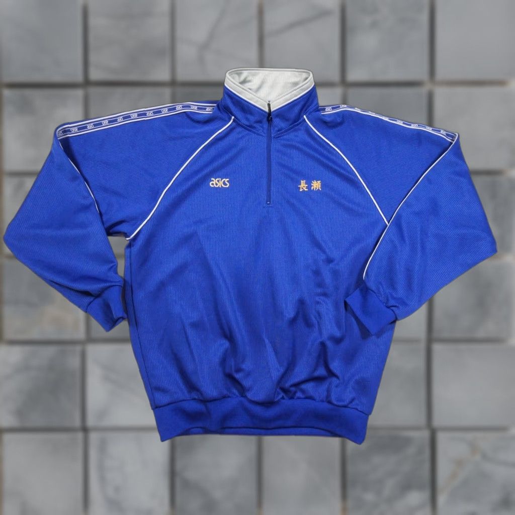 Asics VINTAGE ASICS Track Jacket Mens Medium Blue 1/4 Zip Pullover Japanese Uniform Jacket Regular Fit Sportswear Mens Size US M / EU 48-50 / 2 - 1 Thumbnail