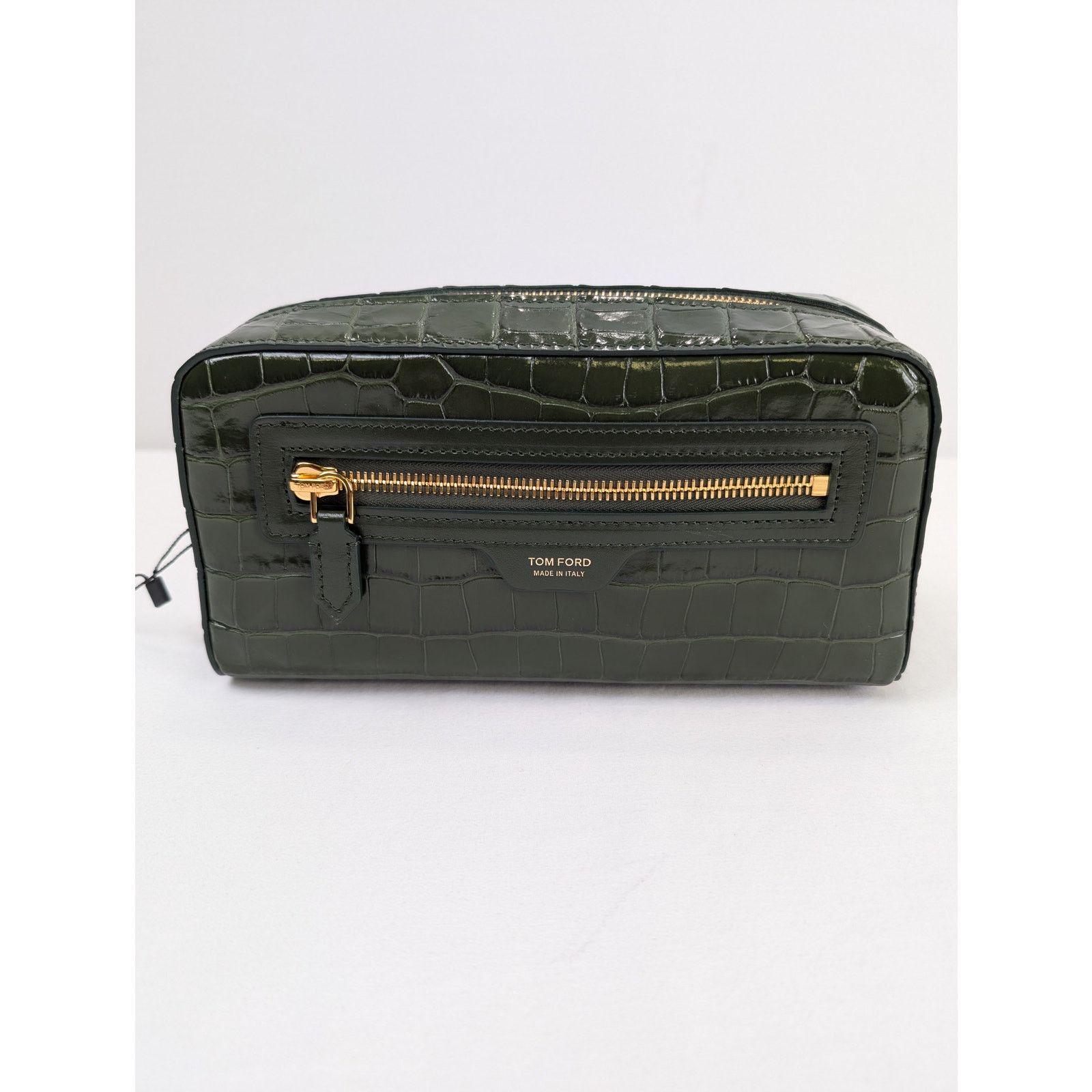 Tom Ford o1rshd1 Size: OS/ Beauty Case Pouch Croc Embossed Bag Green Size ONE SIZE - 1 Thumbnail